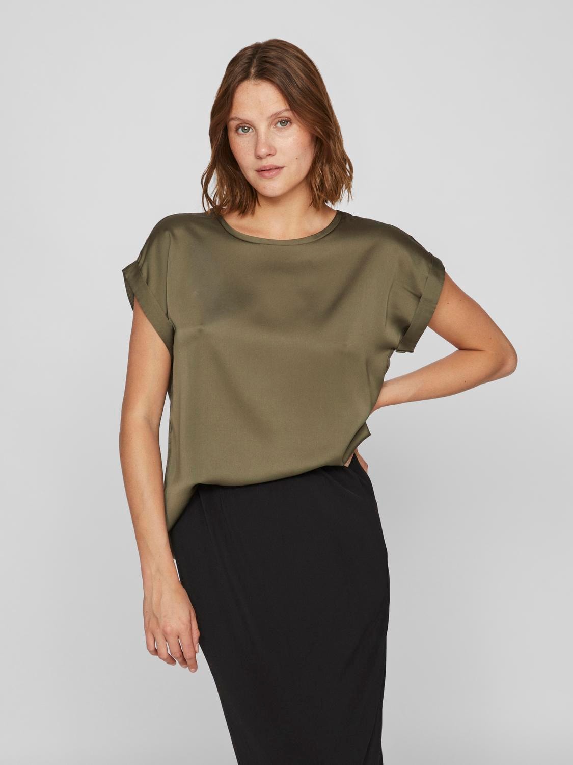 Kurzarmshirt »VIELLETTE S/S SATIN TOP - NOOS«, Satin Optik