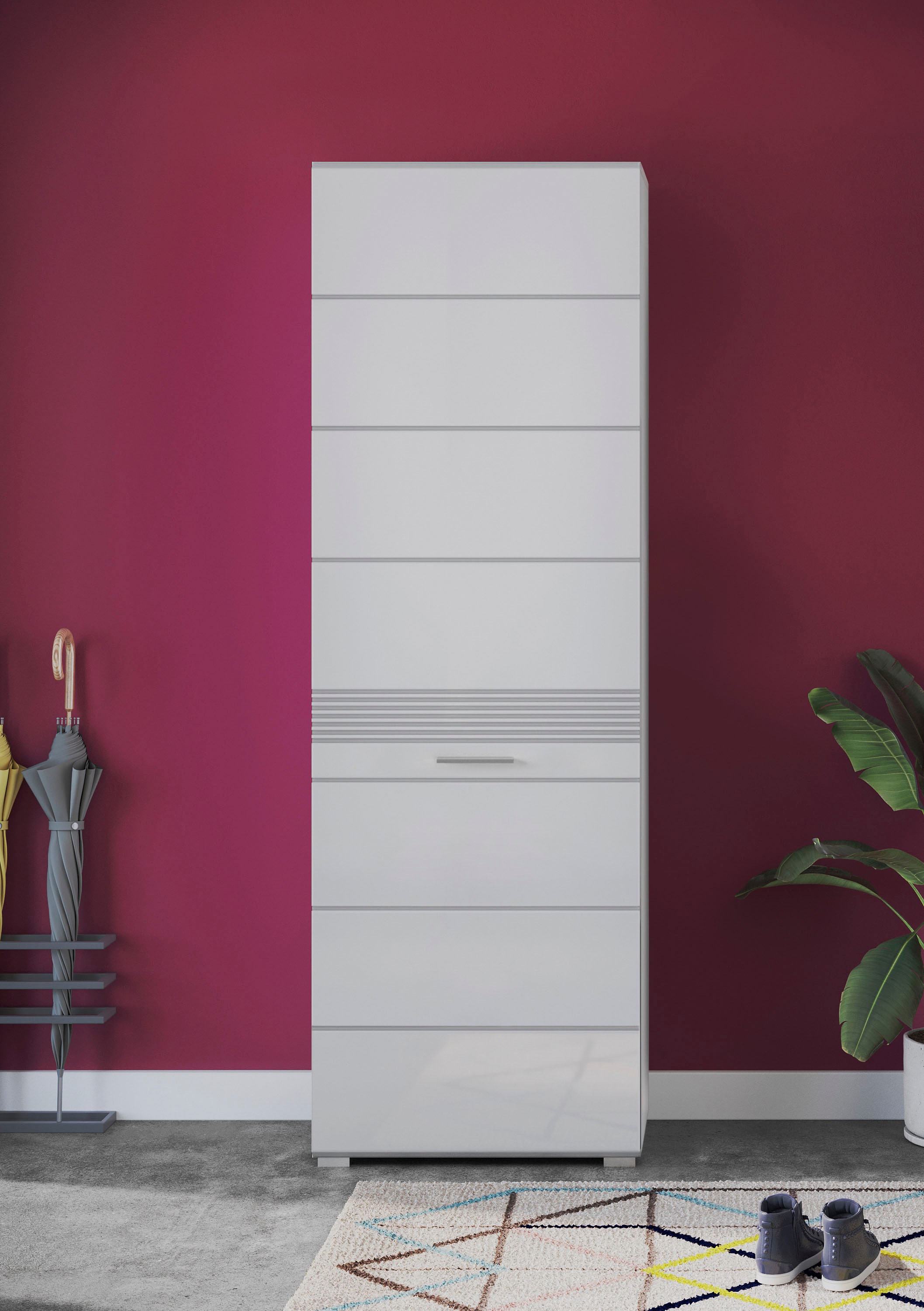 Home affaire Garderobenschrank "Malmö, Höhe 190 cm, 1 Tür, 3 Einlegeböden, günstig online kaufen