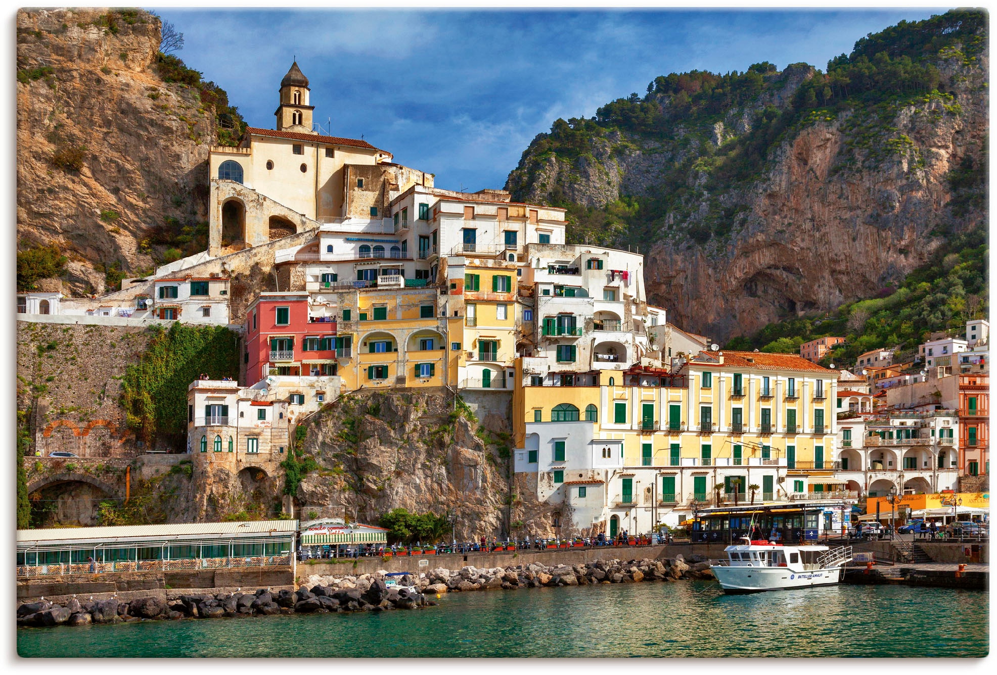 BAUR | »Hafen oder Größen Poster Italien, Alubild, Artland als (1 versch. von an St.), Amalfi Leinwandbild, kaufen Wandbild Wandaufkleber der Amalfiküste«, in