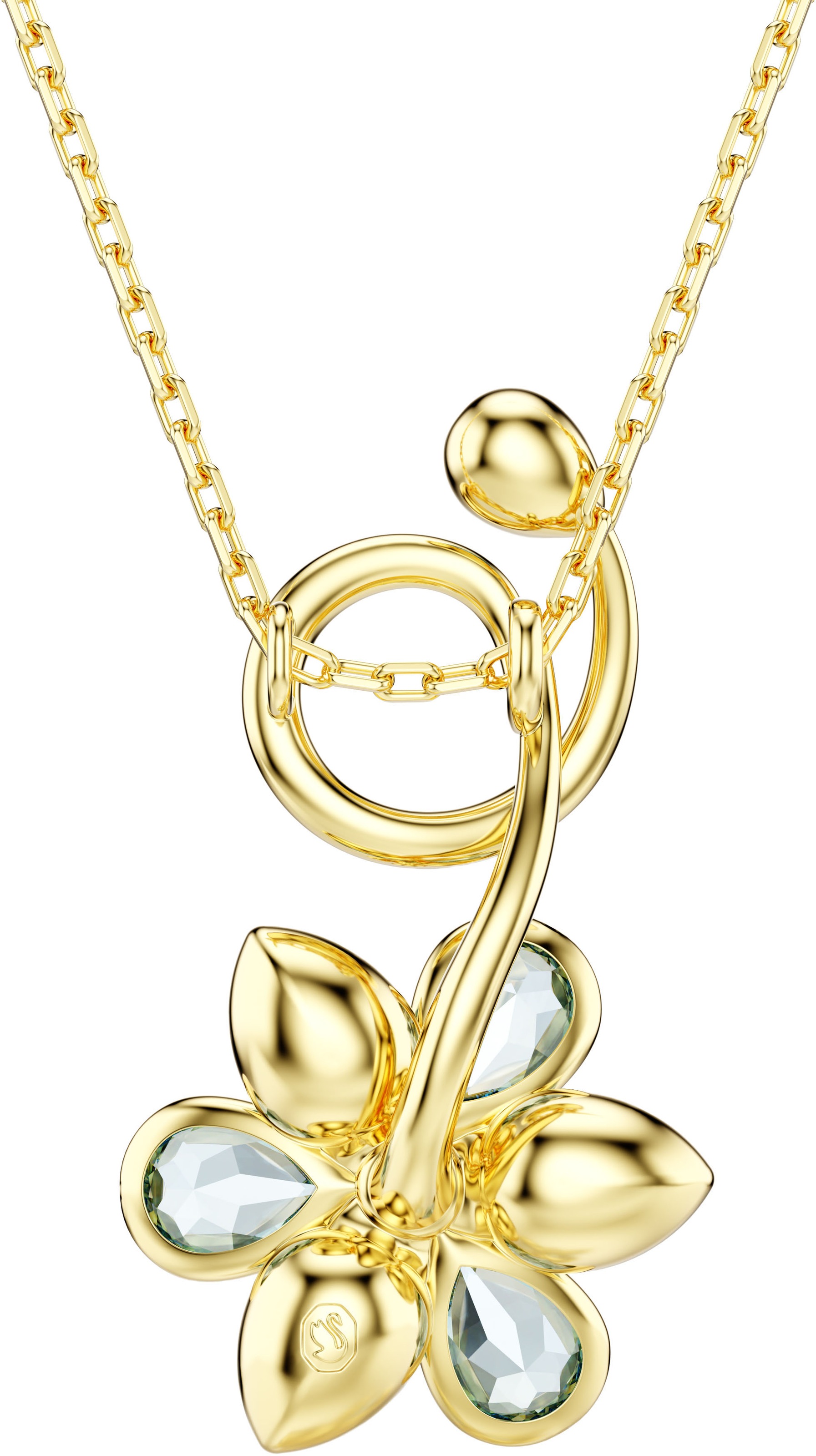 Kette mit Anhänger SWAROVSKI "Schmuck Geschenk Idyllia Anhänger Blume", gold (gelbgoldfarben, blau, gelb, lila), Halsketten, Damen, Metall, L: 49, mit Swarovski Kristall 6