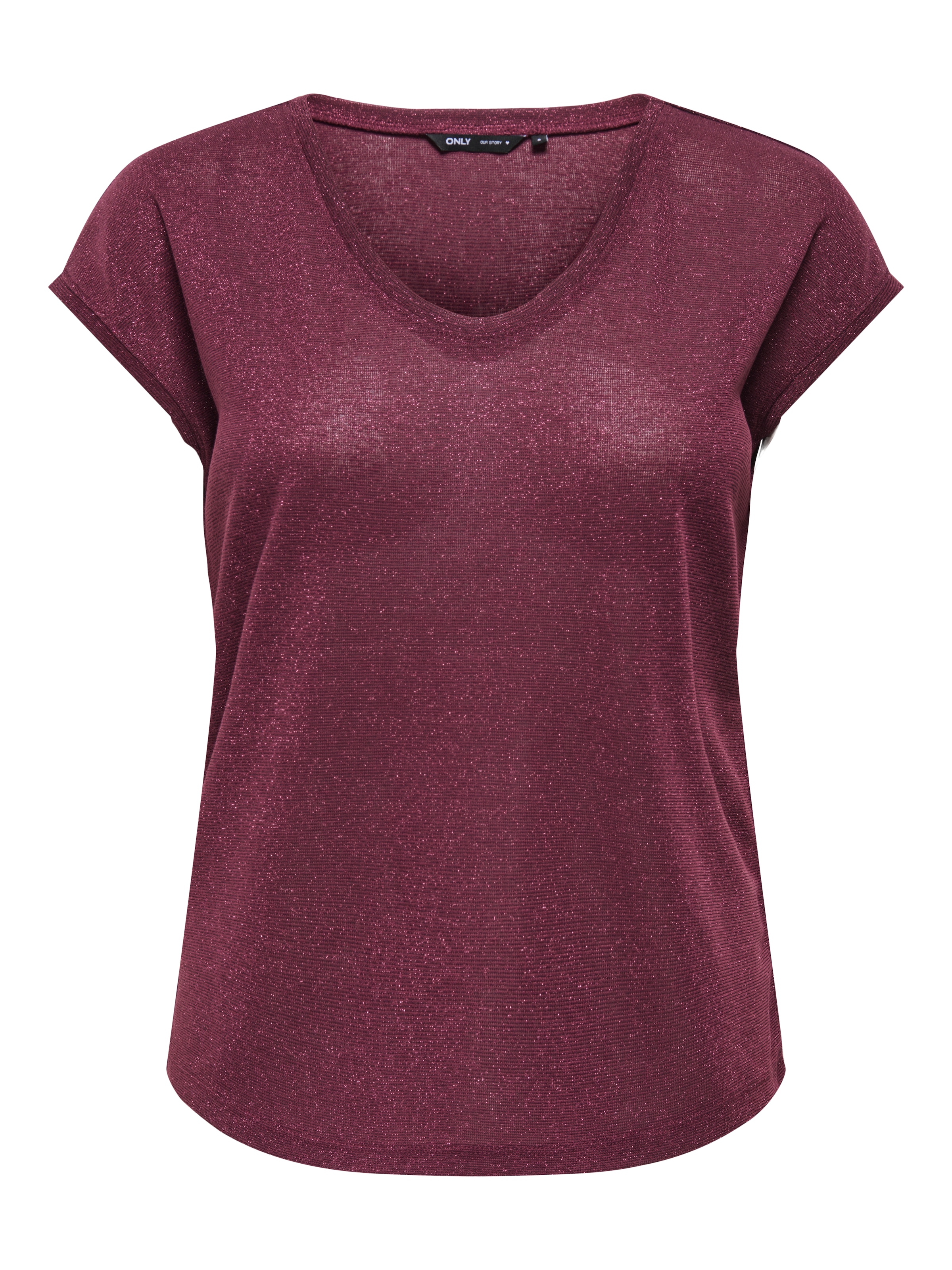 ONLY Kurzarmshirt "ONLSILVERY S/S V NECK LUREX TOP JRS NOOS" günstig online kaufen