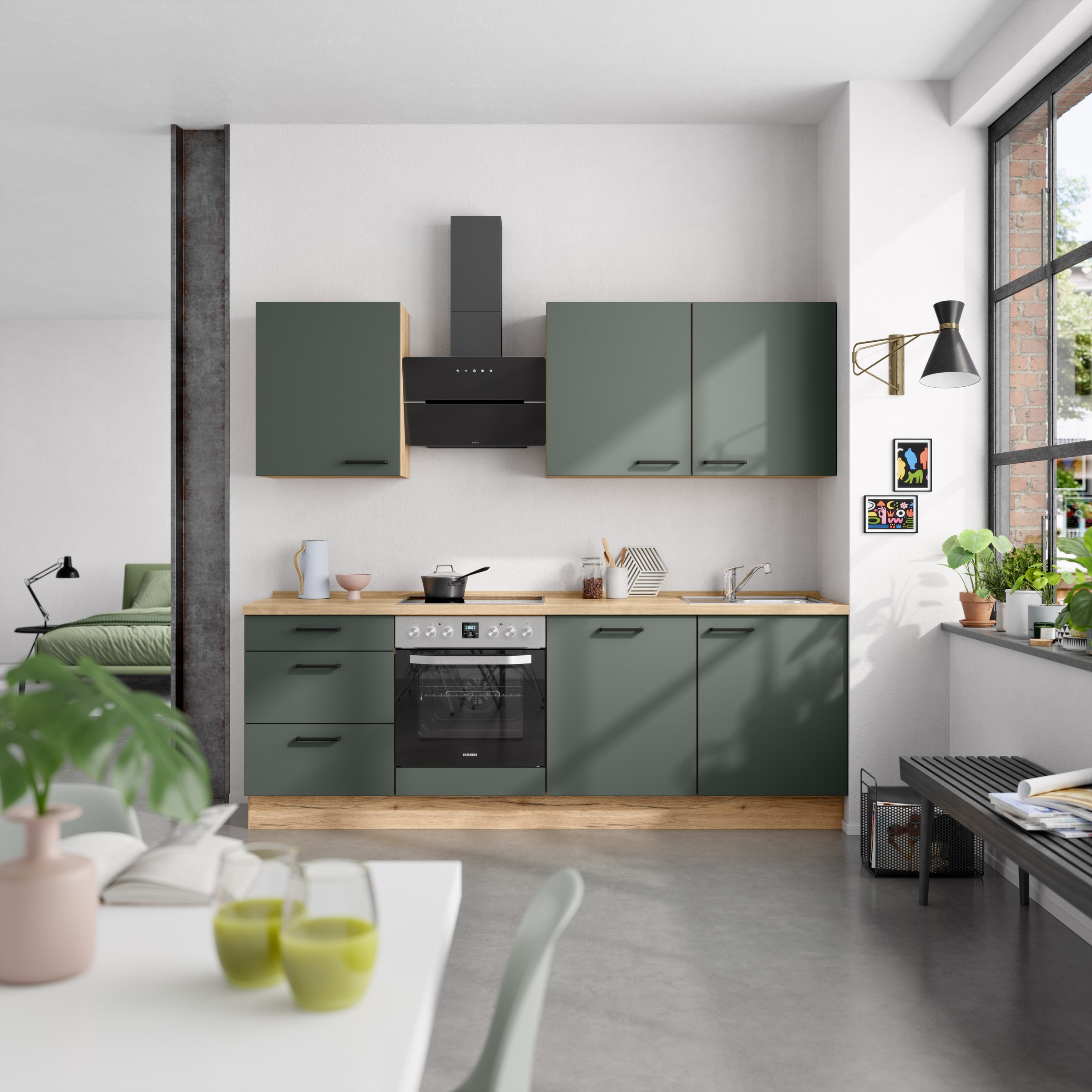 nobilia® Küchenzeile »"Easytouch II"«, vormontiert, Ausrichtung wählbar, Breite 240 cm, wahlw. mit E-Geräten