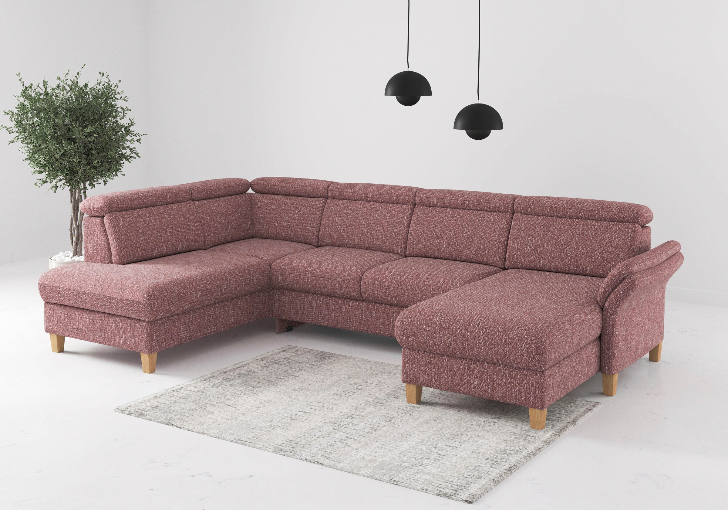 Home Affaire Glendale U-Shape Sofa Aubergine