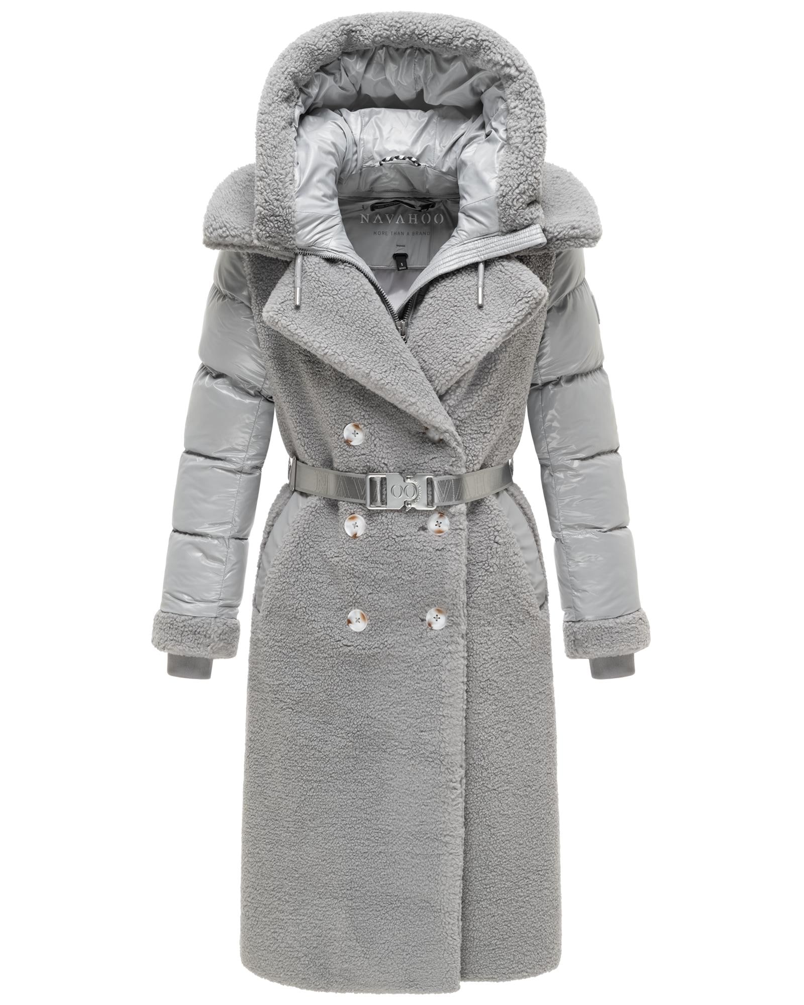 Navahoo Wintermantel »Kuscheltraum 14« Modischer Damen Plüschmantel aus angesagtem Materialmix