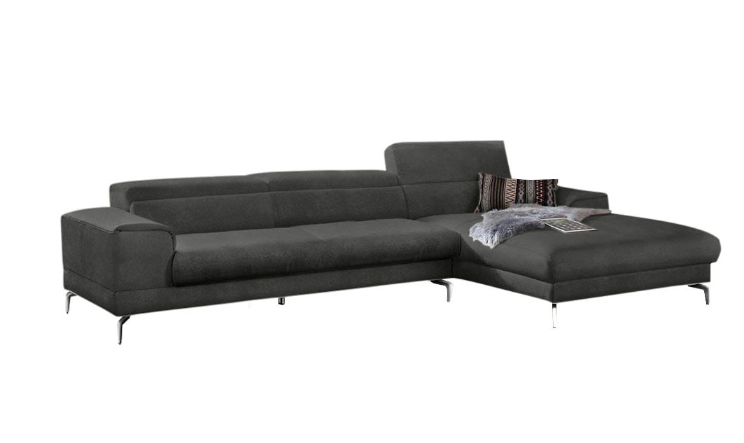 W.SCHILLIG Ecksofa »piedroo, Designsofa mit tollem Sitzkomfort, elegant und bequem, L-Form«, Kopfteilverstellung, wahlweise mit Sitztiefenverstellung, Breite 343cm