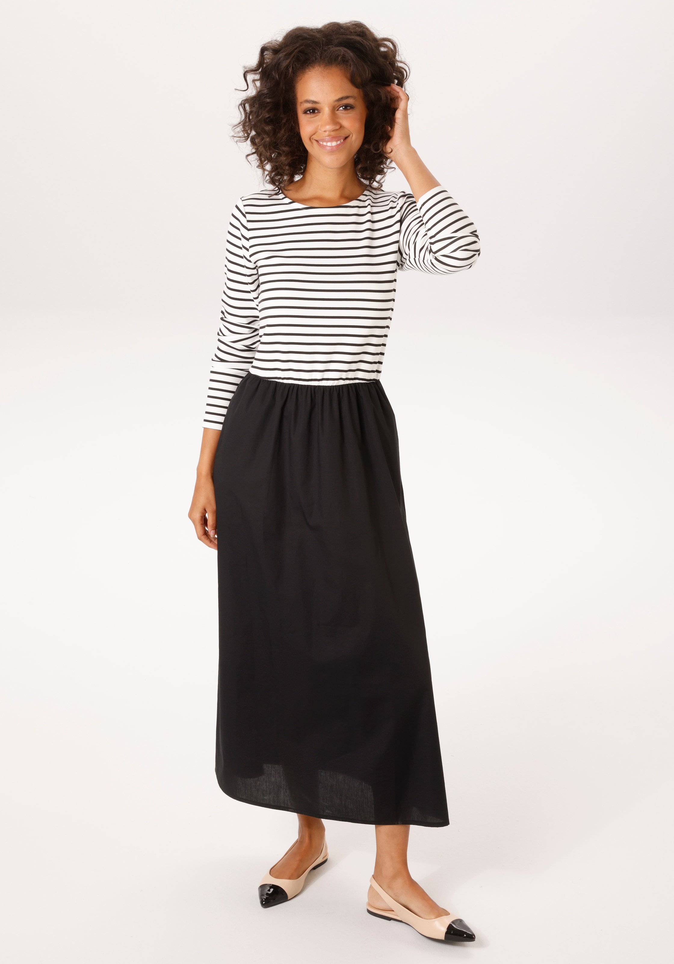 Aniston CASUAL Maxikleid Eingrifftaschen mit geringeltem, elastischen Obert günstig online kaufen