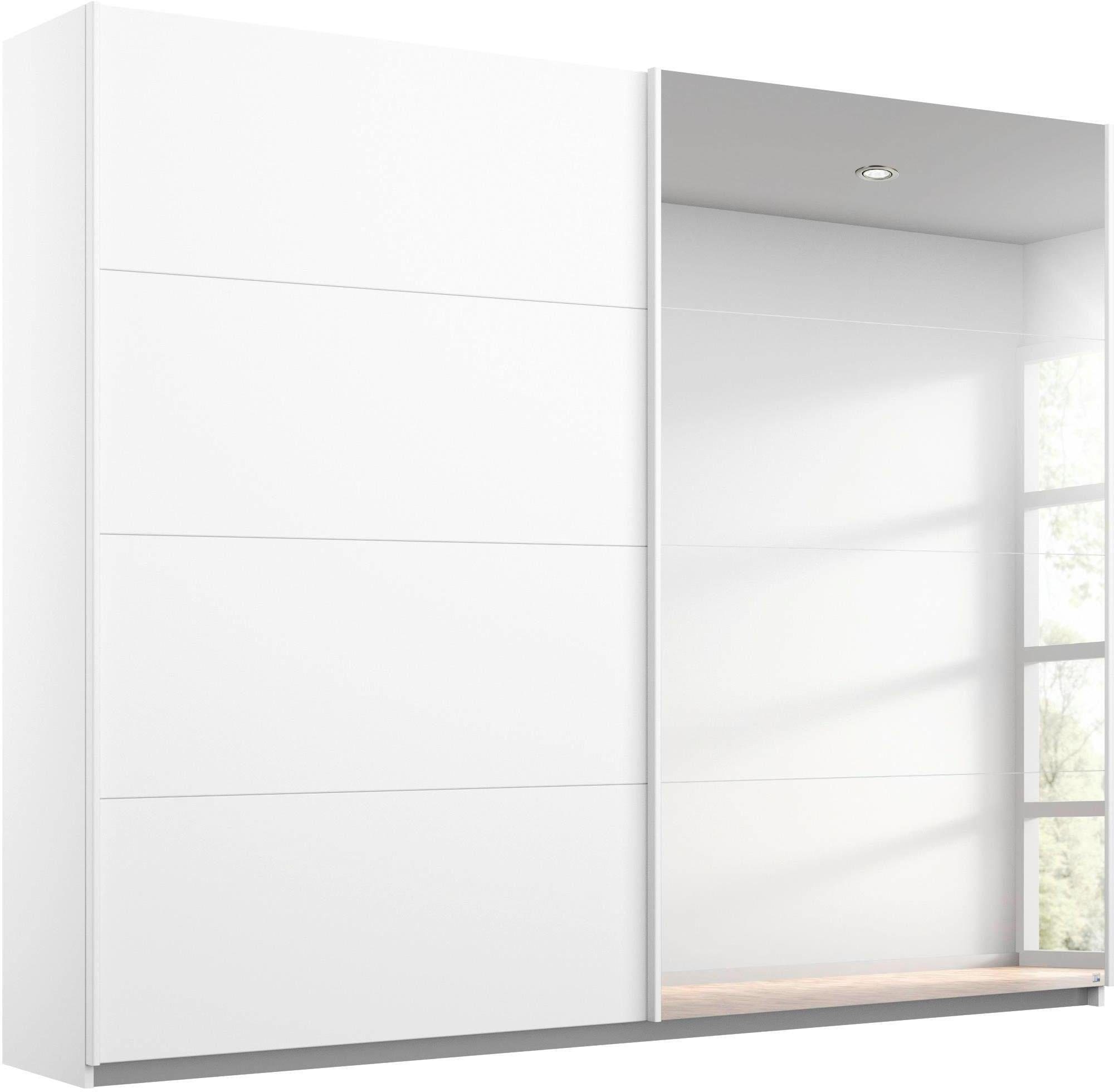 rauch Schwebetürenschrank "Kleiderschrank Schrank Ankleide Garderobe Schlafzimmerschrank MEMPHIS" Breiten: 180/225/270 cm, Höhe 210 cm, mit Spiegel und Metallgriffleisten in Weiß MADE IN GERMANY