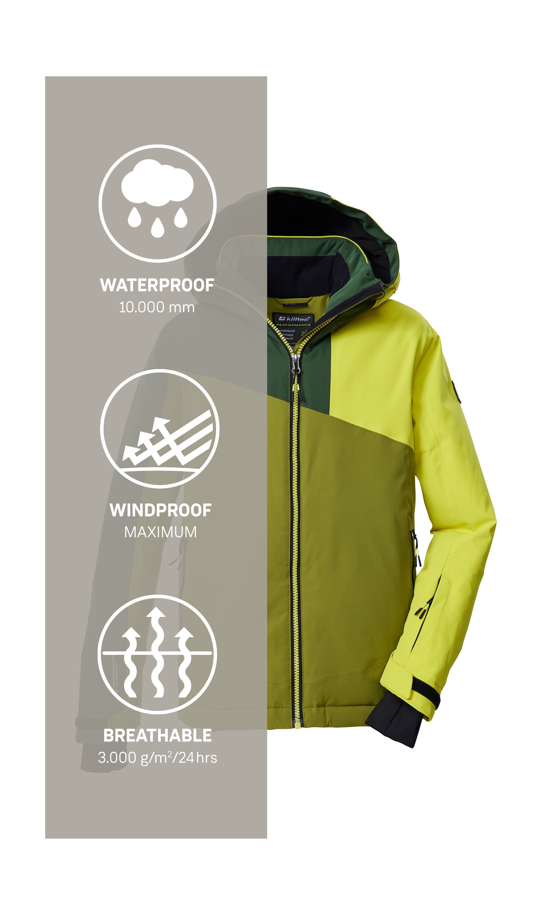 Killtec Skijacke »KSW 192 BYS SKI JCKT«, Wind- und wasserdichte Kinder Skijacke mit verstellbarer Kapuze