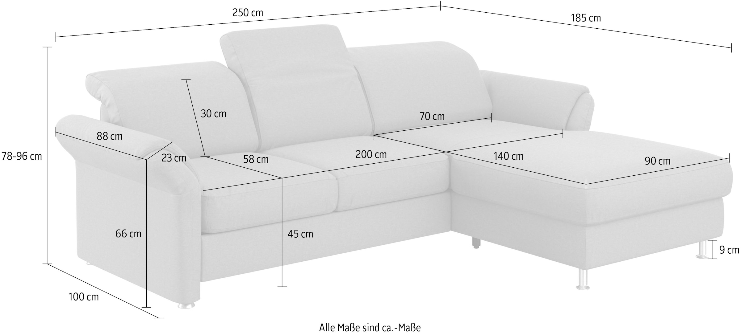 sit&more Ecksofa »Apulia L-Form«, wahlweise Bettfunktion, Bettkasten und Kopf- und Armteilverstellung