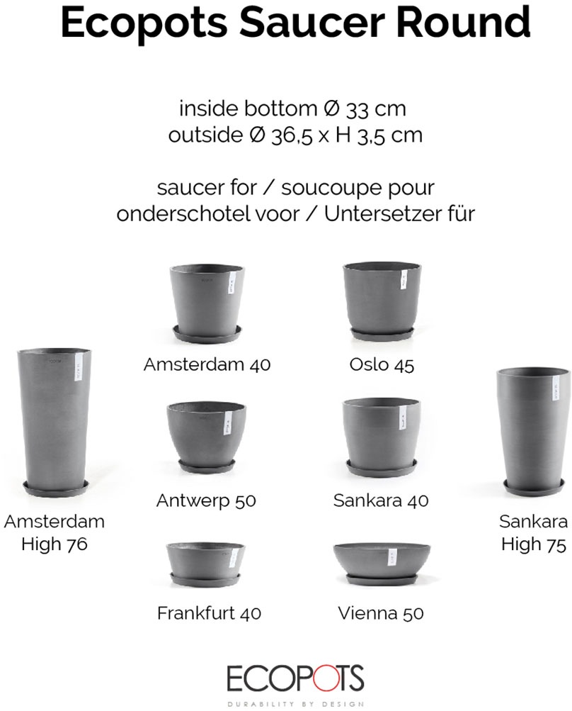 ECOPOTS Blumentopfuntersetzer »ROUND SAUCER Grey« BxTxH: 36,5x36,5x3,5 cm