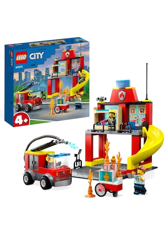Konstruktionsspielsteine »Feuerwehrstation und Löschauto (60375), LEGO® City«, (153 St.)
