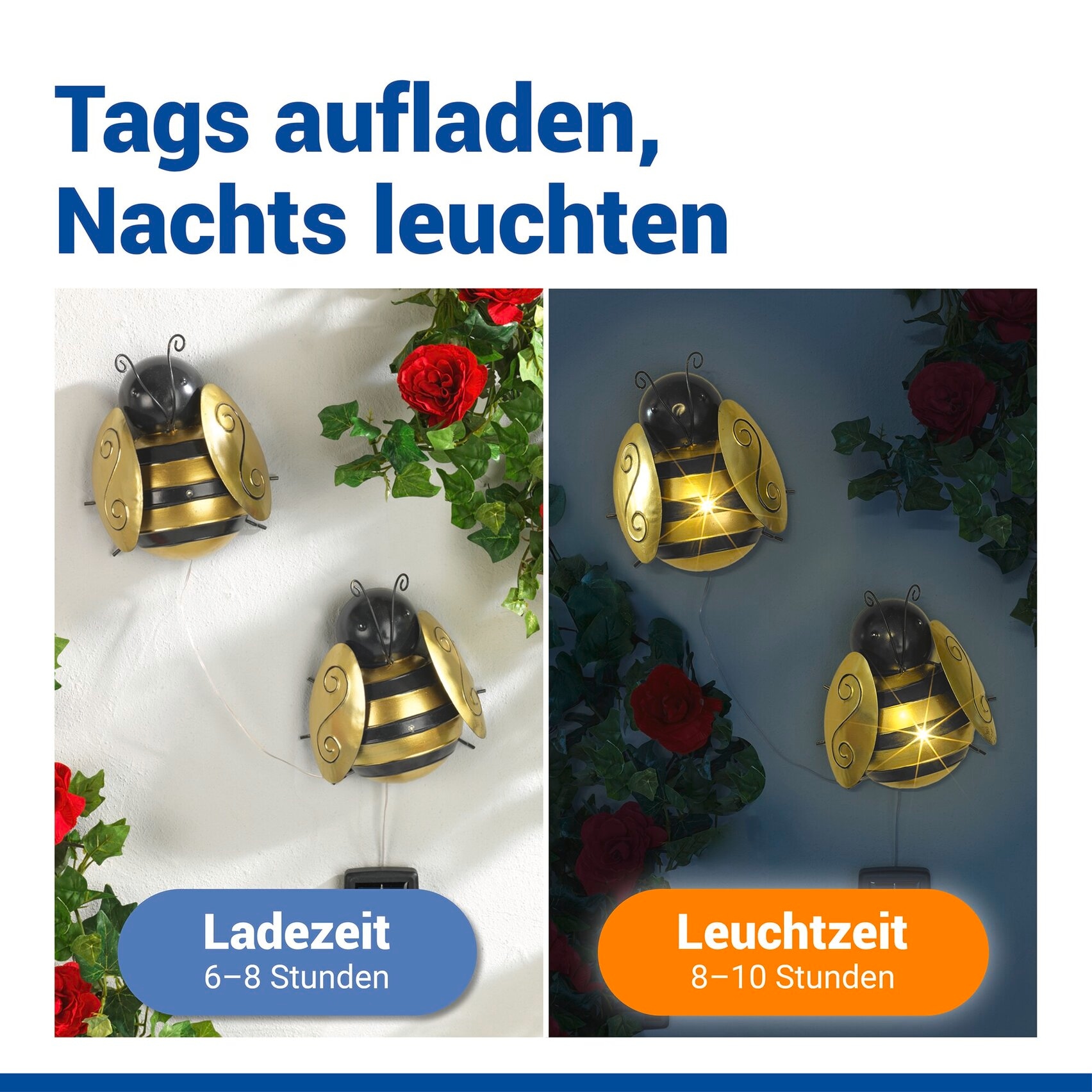 Maximex LED Gartenleuchte »Modell Biene« Warmweiß solarbetriebene Gartendekoration, leuchtet bis zu 10 Stunden