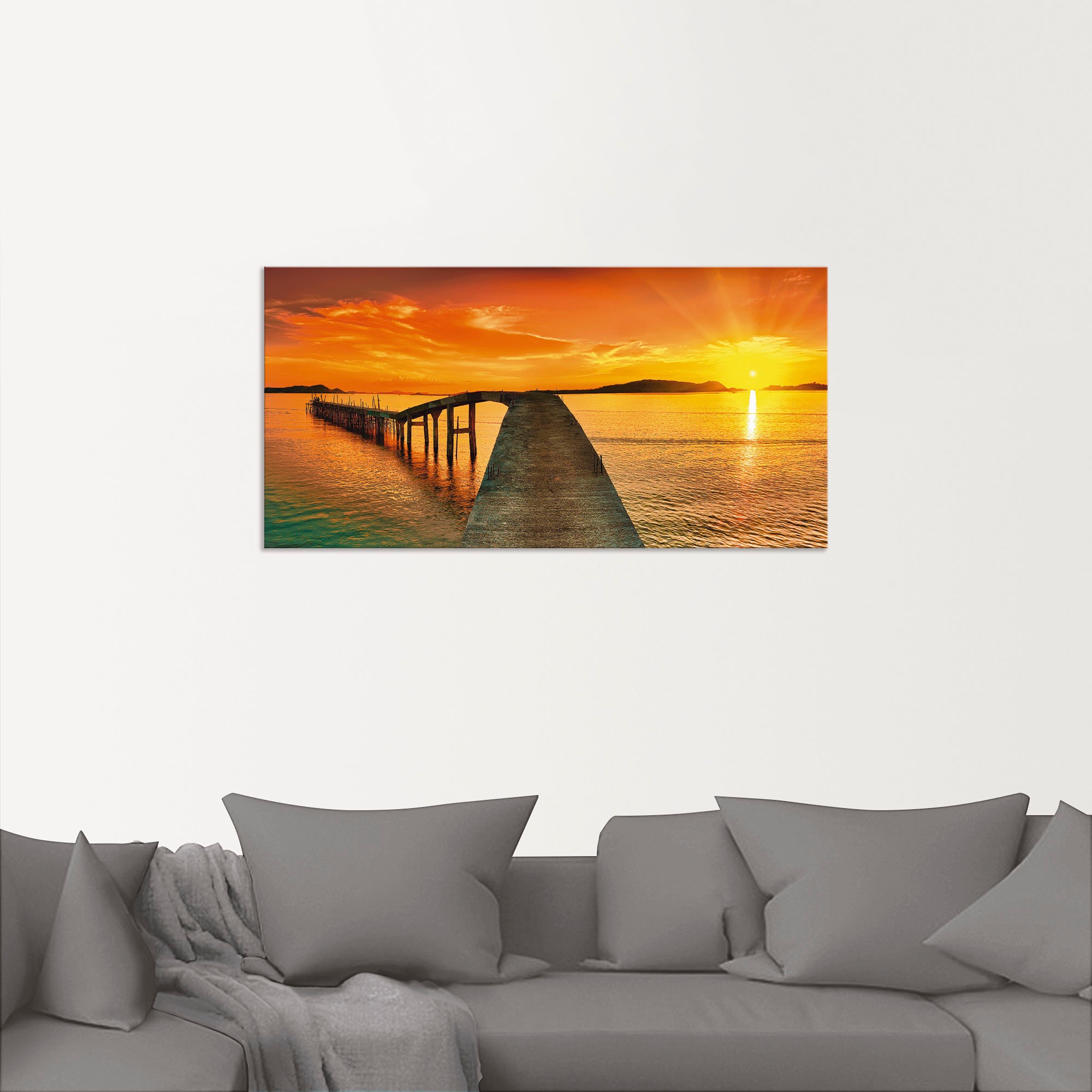 Artland Wandbild »Sonnenaufgang über dem Meer«, Gewässer, (1 St.), als Alubild, Outdoorbild, Leinwandbild in verschied. Größen