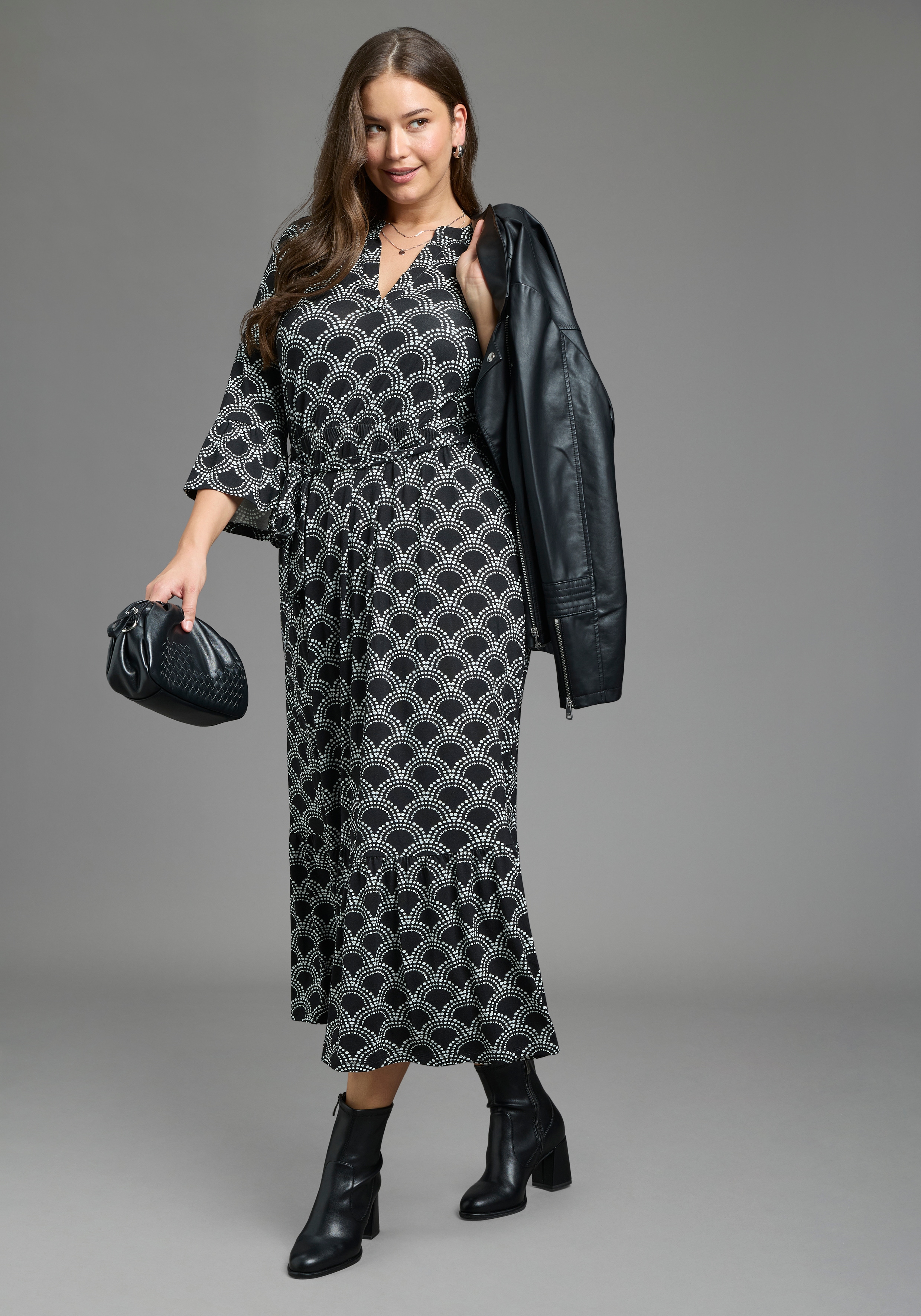 Laura Scott CURVE Maxikleid "Große Größen" Maxikleid knöchellang, aus elastischer Viskosemischung