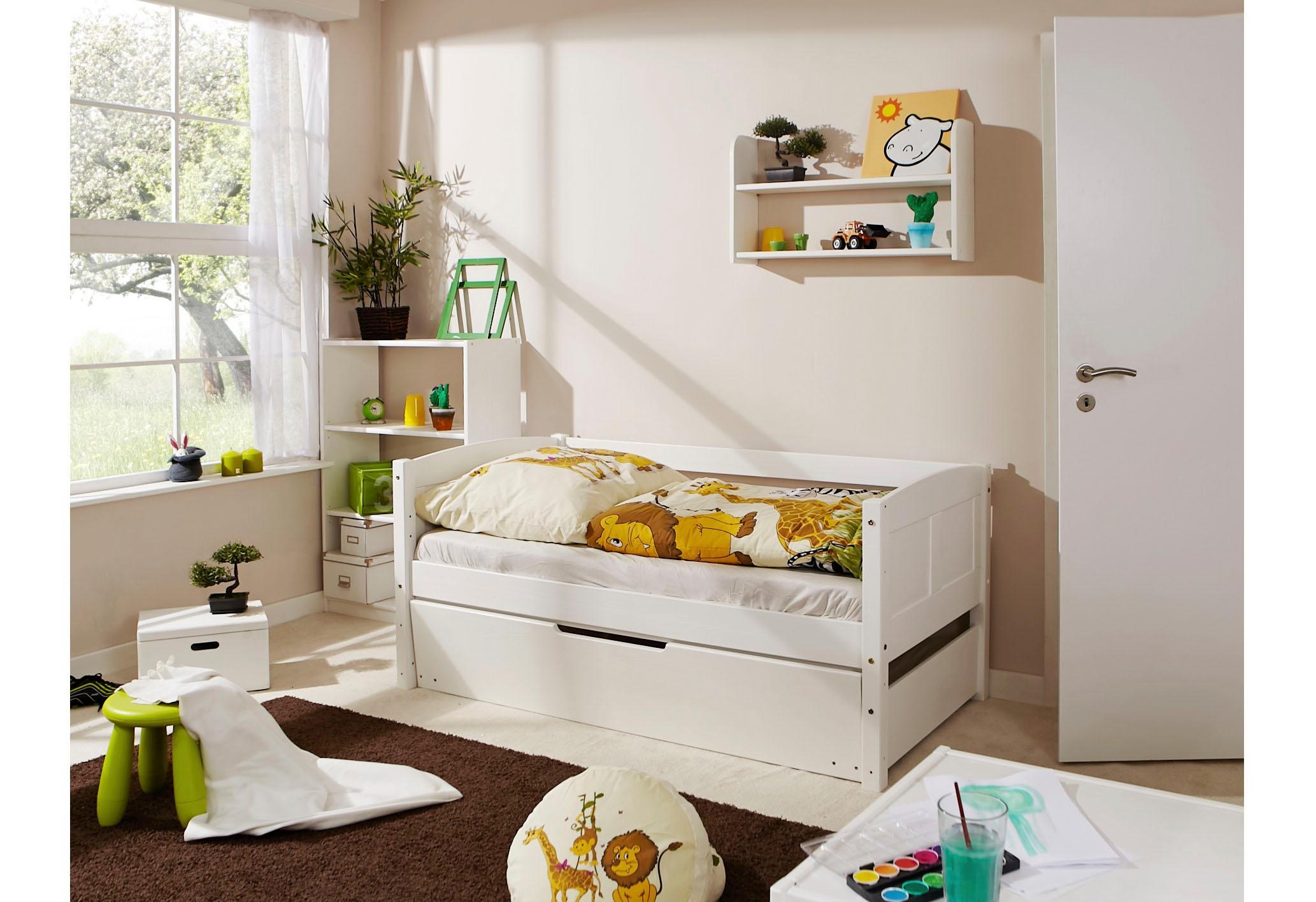 Thumbnail - Ticaa Himmelbett "Lino" Inklusive Rollrost, 2 Matratzen, Bordüre, Tüll-Set und Bettschubkasten