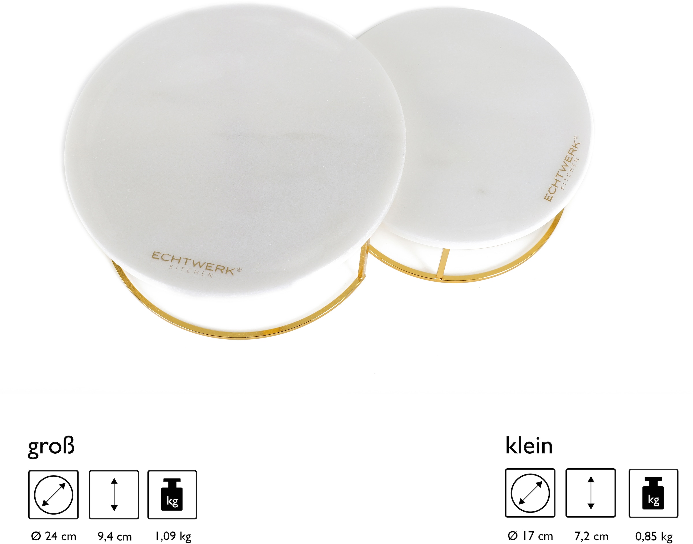 ECHTWERK Etagere »Marmor Etagere«, für Obst, Käse und Dessert mit 2 Ebenen, Ø Marmorplatten ca. 17/ 20 cm