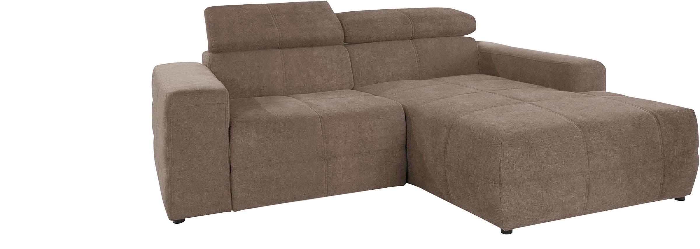 DOMO collection Ecksofa »Brandon Sitzbelastung 140 kg, kleine Ausführung B/T/H: 214/100/80 cm«, Mit Kopfteilverstellung, auch in Leder und Cord, L-Form