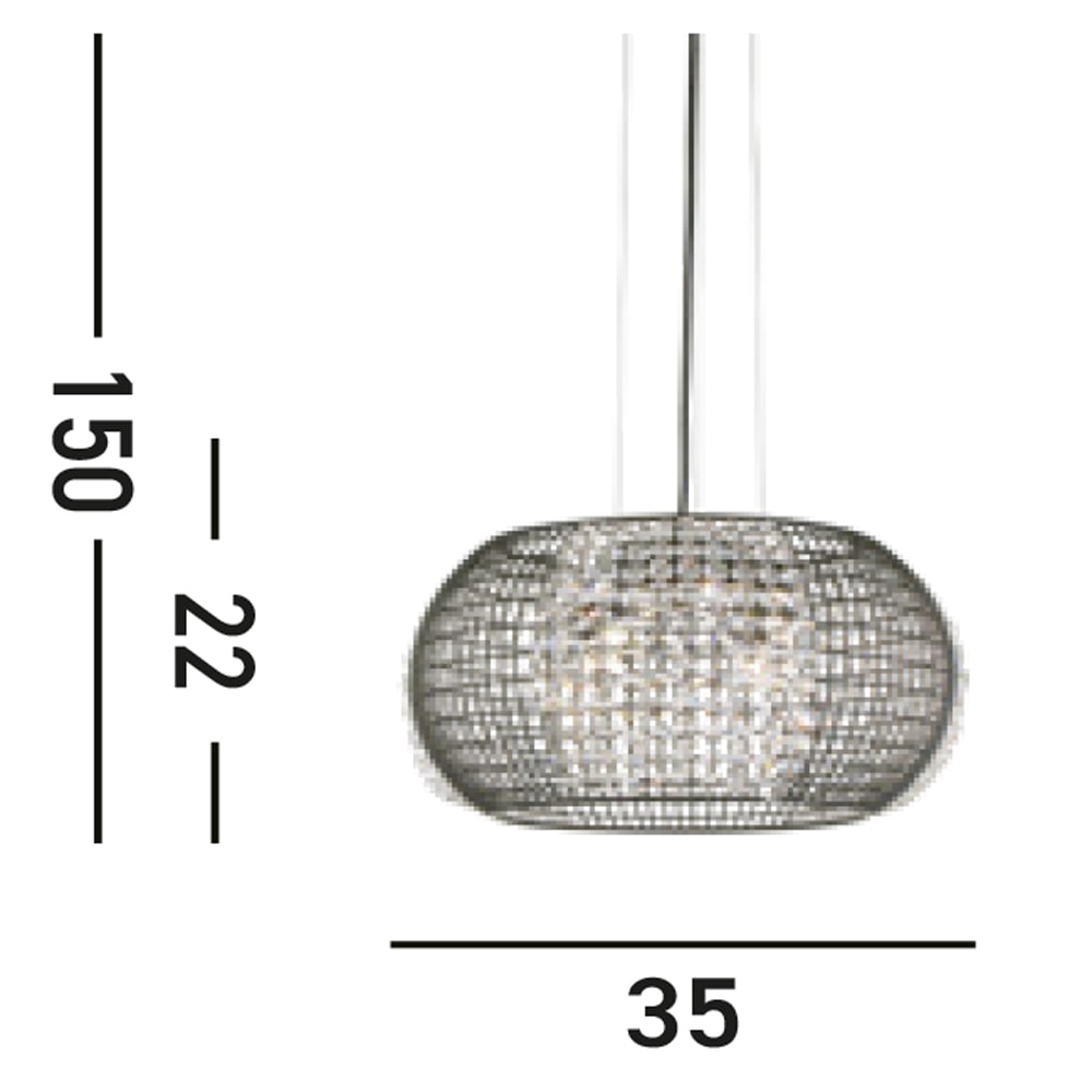 Searchlight Hängeleuchte »Cage 4Lt Pendant - Black Metal & Crystal Glass« G9 1 Stk.