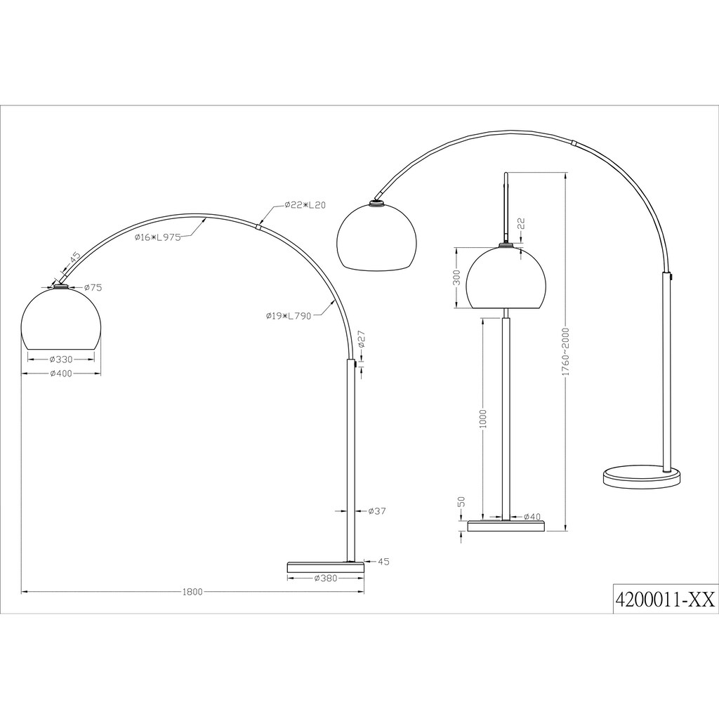 TRIO Leuchten Bogenlampe, 1 flammig-flammig