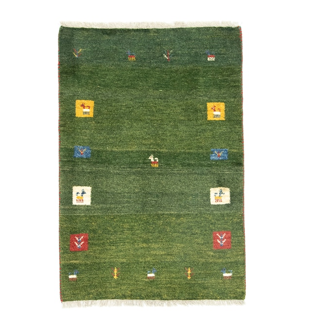 morgenland Wollteppich »Gabbeh Teppich handgeknüpft grün«, rechteckig,  handgeknüpft kaufen | BAUR