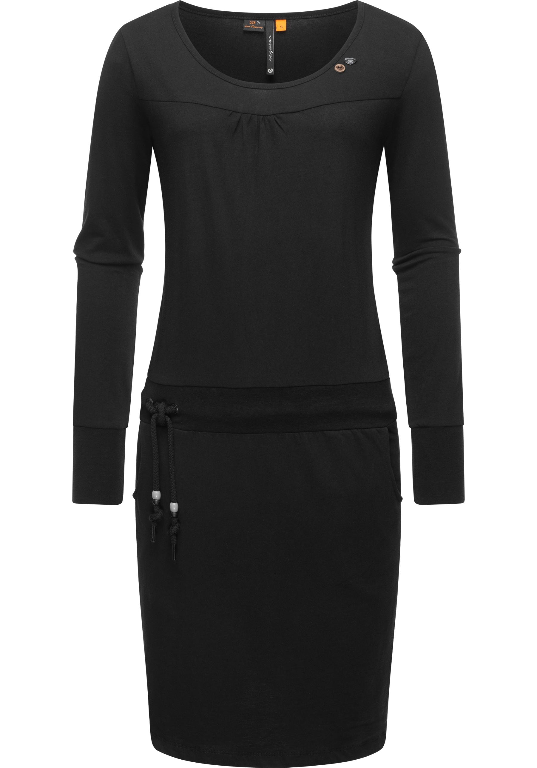 Ragwear Jerseykleid »Penellope«, Langärmliges Damen Baumwoll-Kleid mit Taillenzugband