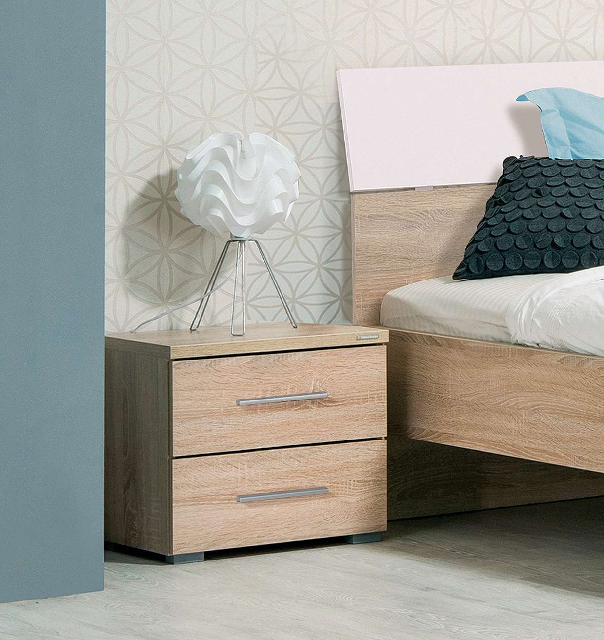 Home affaire Nachtkonsole »Uni Nachttisch, Nachtkommode, Nachtschrank, Beistelltisch, Kommode« Platzsparend, 2 Schubladen, Griff