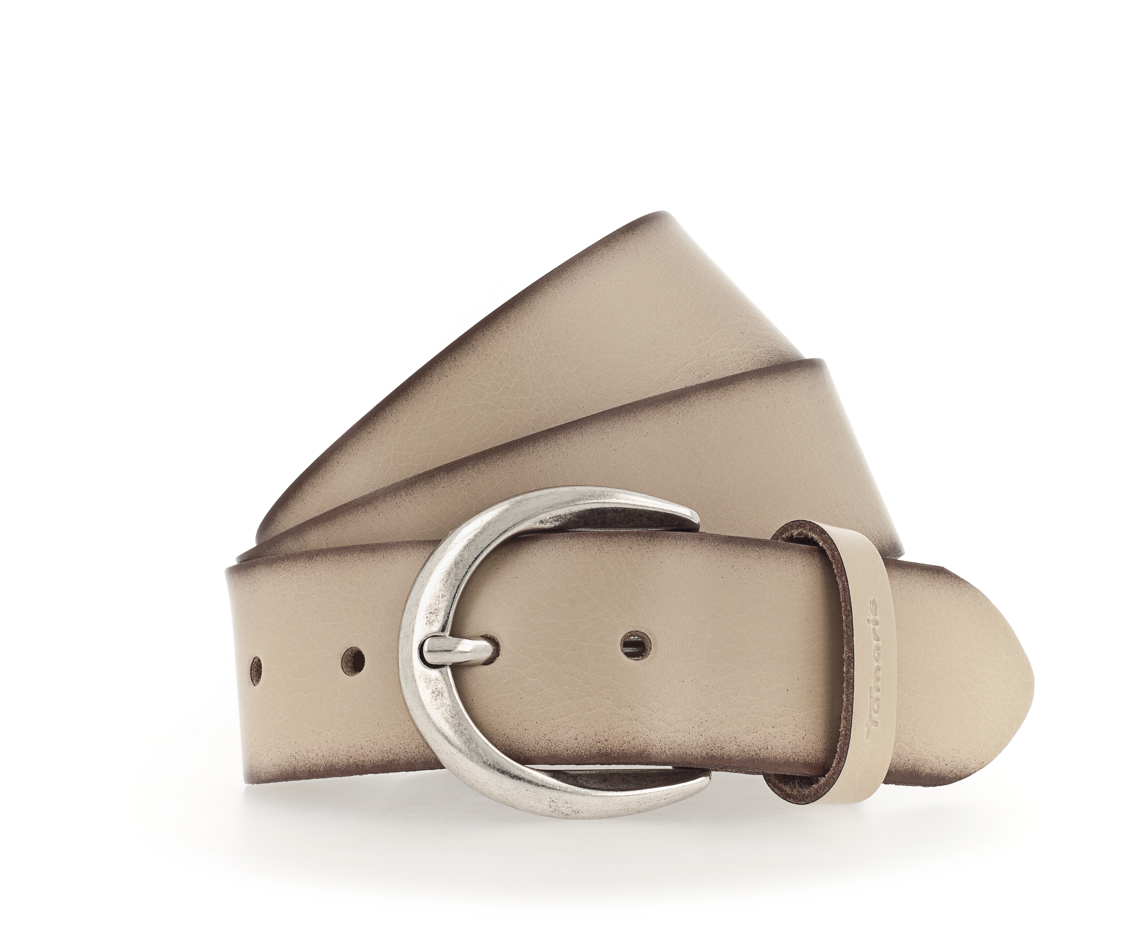 Tamaris Ledergürtel "Charlotte Silver" mit halbrunder Dornschließe in poliertem Silber, 4 cm breit