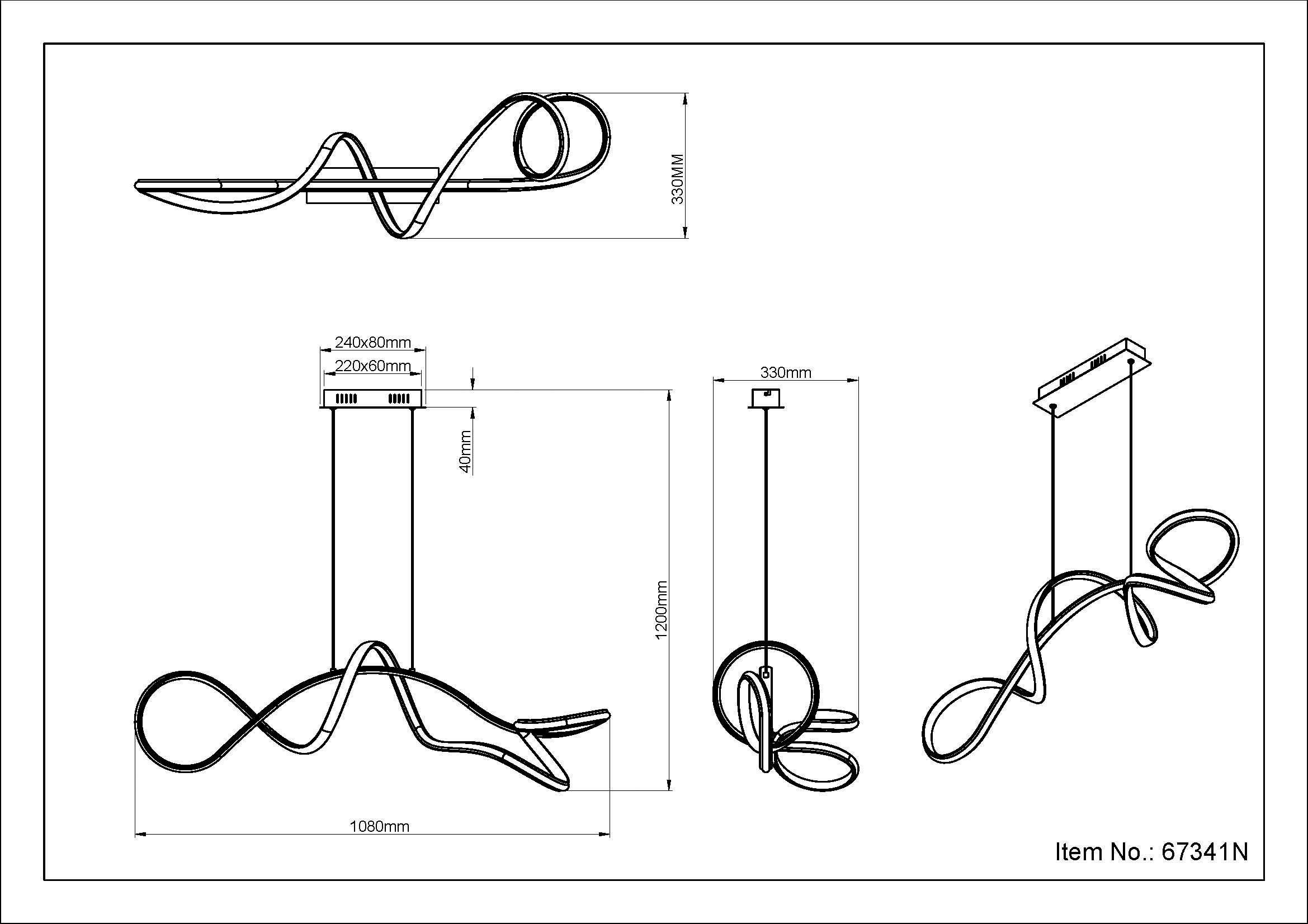 GLOBO LIGHTING Hängeleuchte »SWIRL« LED-Modul 1 Stk. Warmweiß Hängeleuchte Nickel matt mit Acrylkristallen, helles LED Licht