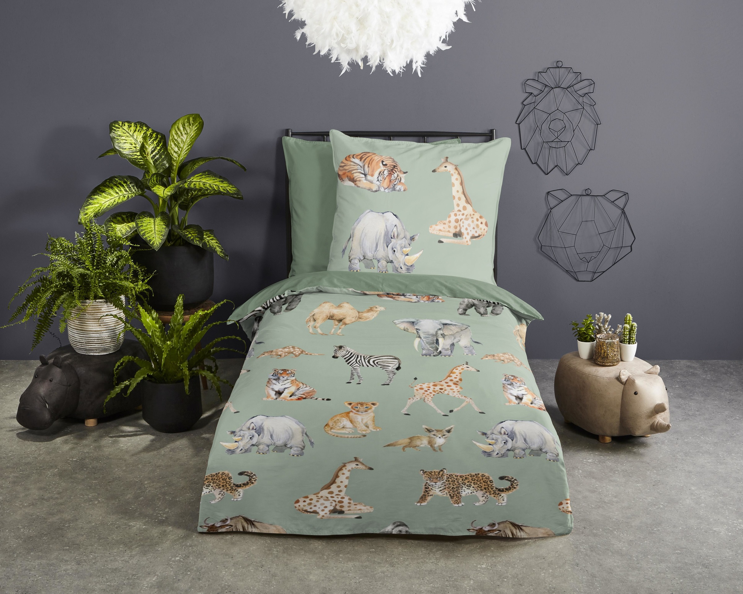 PURE luxury collection Kinderbettwäsche "Safari" 2 Stk. Mikrofaser, 135x200 günstig online kaufen
