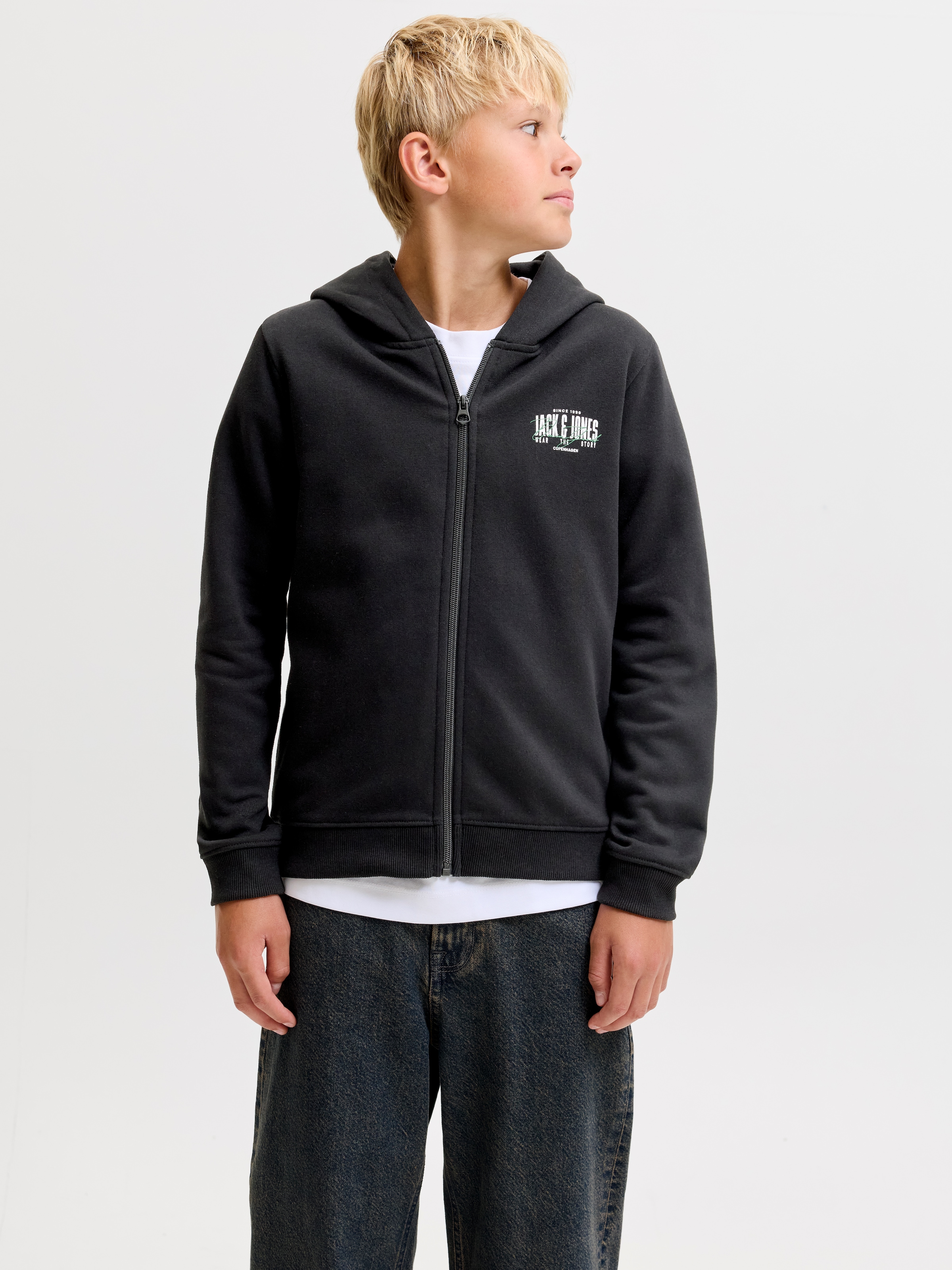 Jack & Jones Junior Kapuzensweatjacke »JJAERO SWEAT ZIP HOOD JNR« Baumwollmischung, regular fit