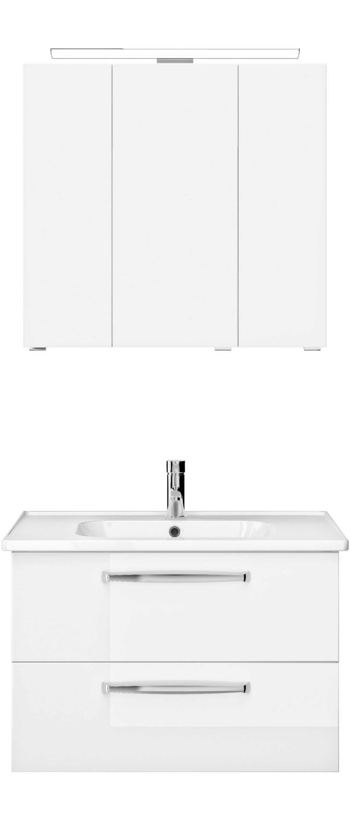 Thumbnail - Saphir Badmöbel-Set "Trentino 2-teilig Keramik-Waschtisch, Spiegelschrank mit LED-Leuchte" 3 Stk. tlg.