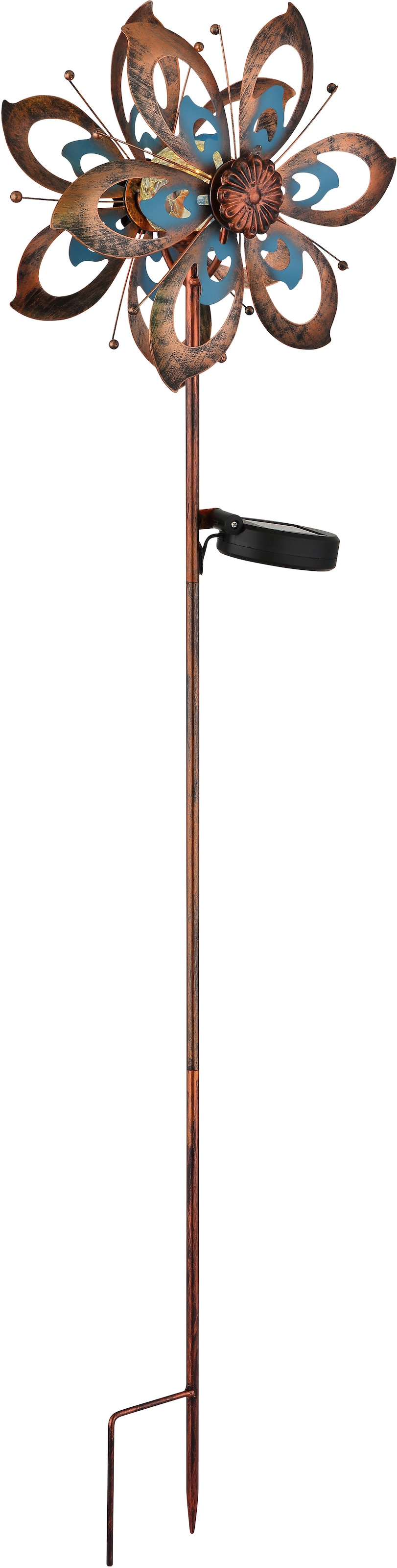 GLOBO LIGHTING LED Solarleuchte »SOLARLEUCHTE METALL GOLDFARBEN PATINIERT, 1XLED« LED-Modul 1 Stk. Warmweiß