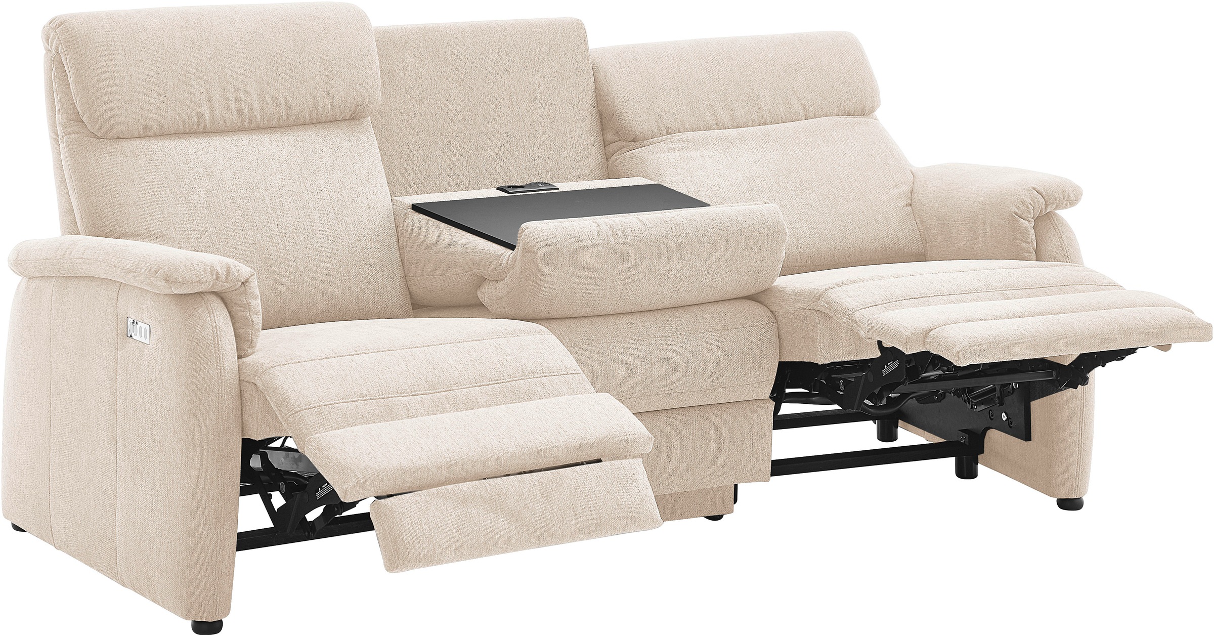 Home affaire Polstergarnitur »Turin, 2,5- & 3-Sitzer mit elektrischer Relaxfunktion« Set, 4 tlg. tlg. inkl. Tisch, USB & Steckdose, Federkern & pflegeleichtem Bezug
