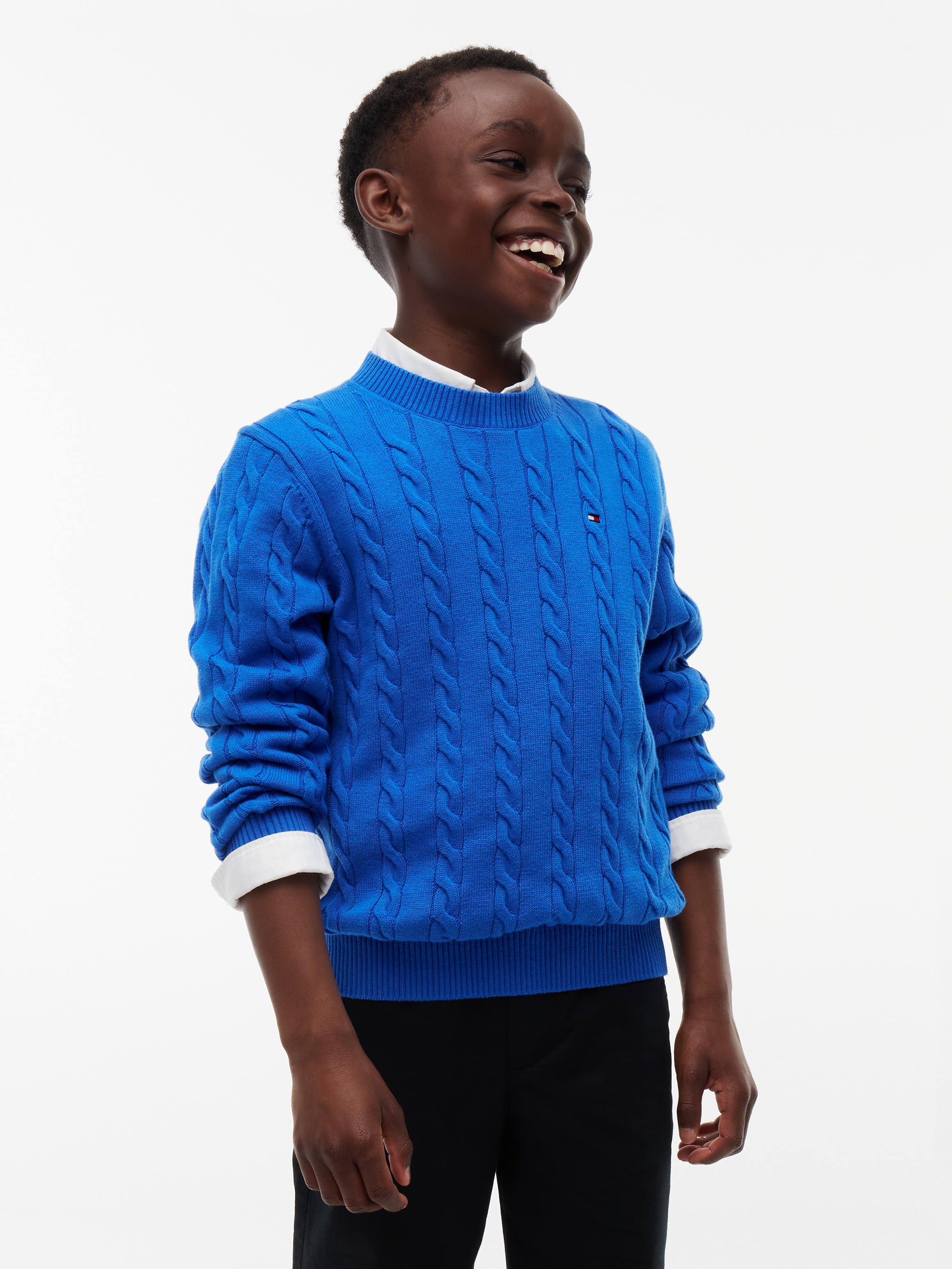Tommy Hilfiger Strickpullover "COTTON CABLE SWEATER" für Kinder bis 16 Jahre, mit Zopfmuster