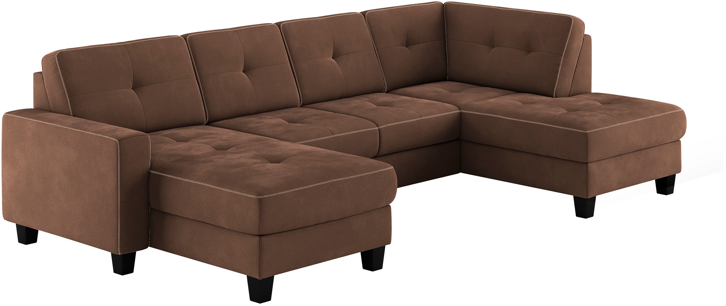 Wohnlandschaft HOME AFFAIRE "Varese", braun (dunkelbraun), B:304cm H:91cm T:170cm, 100% Polyester, Sofas, Wohnlandschaft, wahlweise mit Bettfunktion und Bettkasten 9