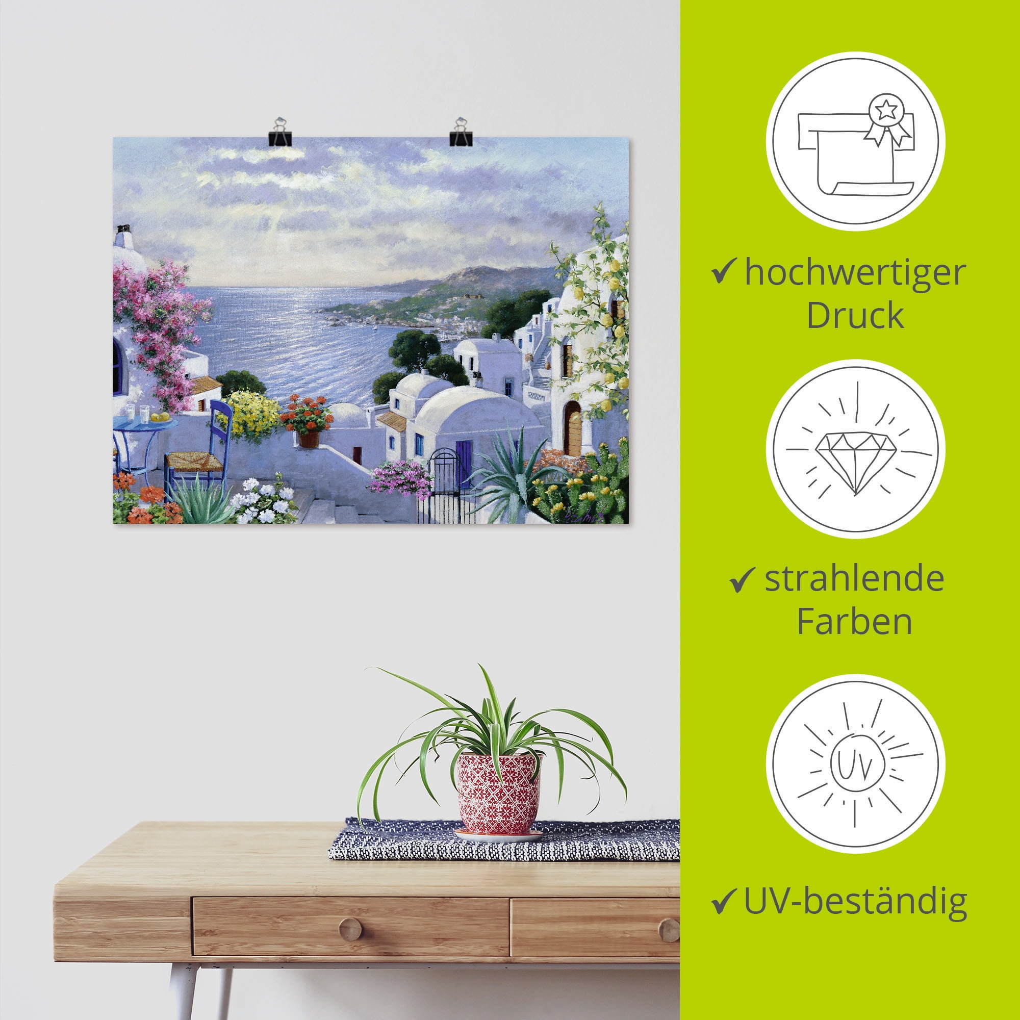 Artland Wandbild »Funkelndes Griechenland«, Gewässer, (1 St.), als Leinwandbild, Poster, Wandaufkleber in verschied. Größen
