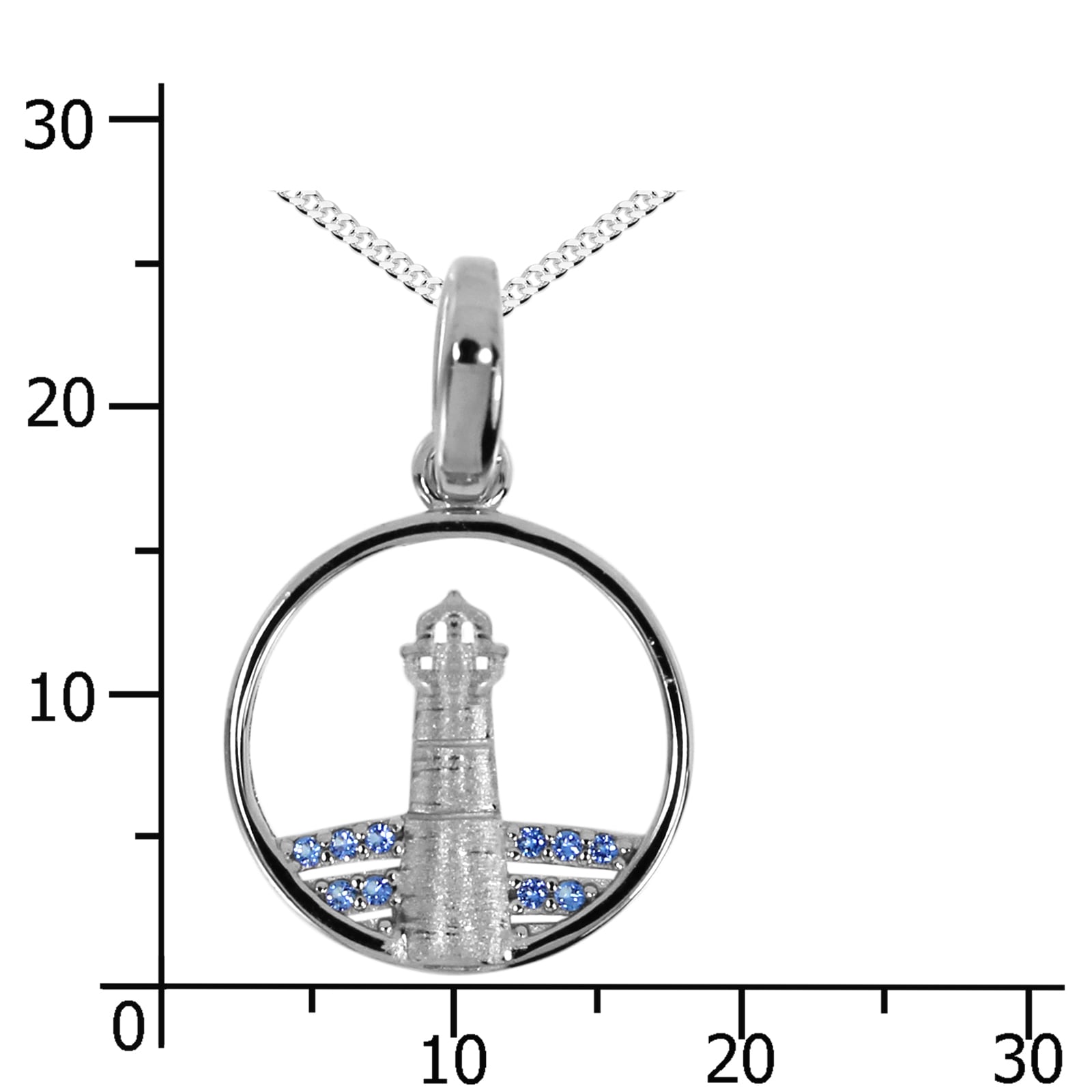 OSTSEE-SCHMUCK Kette mit Anhänger »- Leuchtturm 15 mm - Silber 925/000 - Zirkonia«