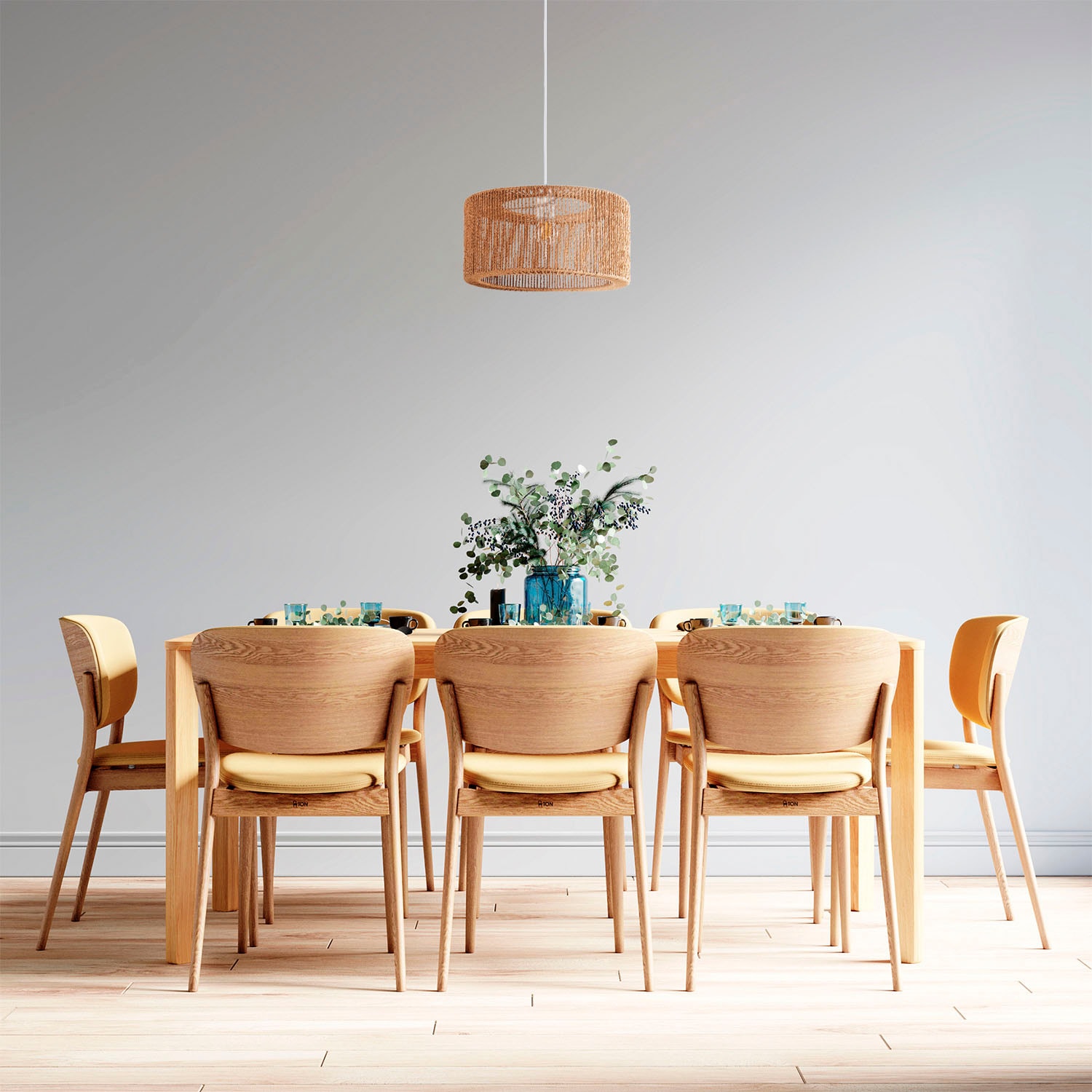 Paco Home Pendelleuchte »Hugo Reyna«, Leuchtmittel E27 | ohne Leuchtmittel, Wohnzimmer Rattan Optik Esszimmer Boho Lampenschirm Papier Groß