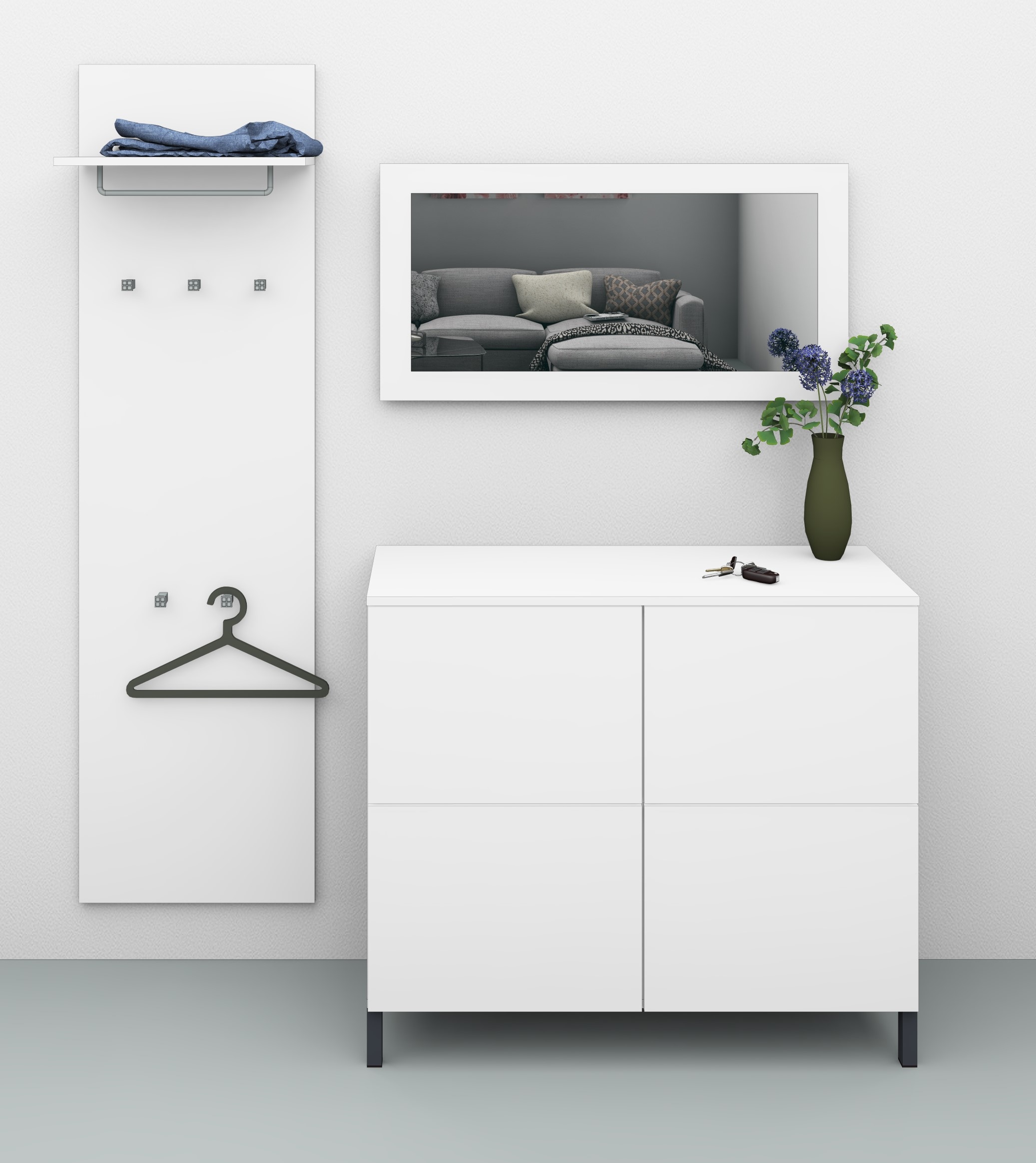 Garderoben-Set BORCHARDT MÖBEL, weiß, Flur, Kastenmöbel-Sets, "Haama", 3-tlg.