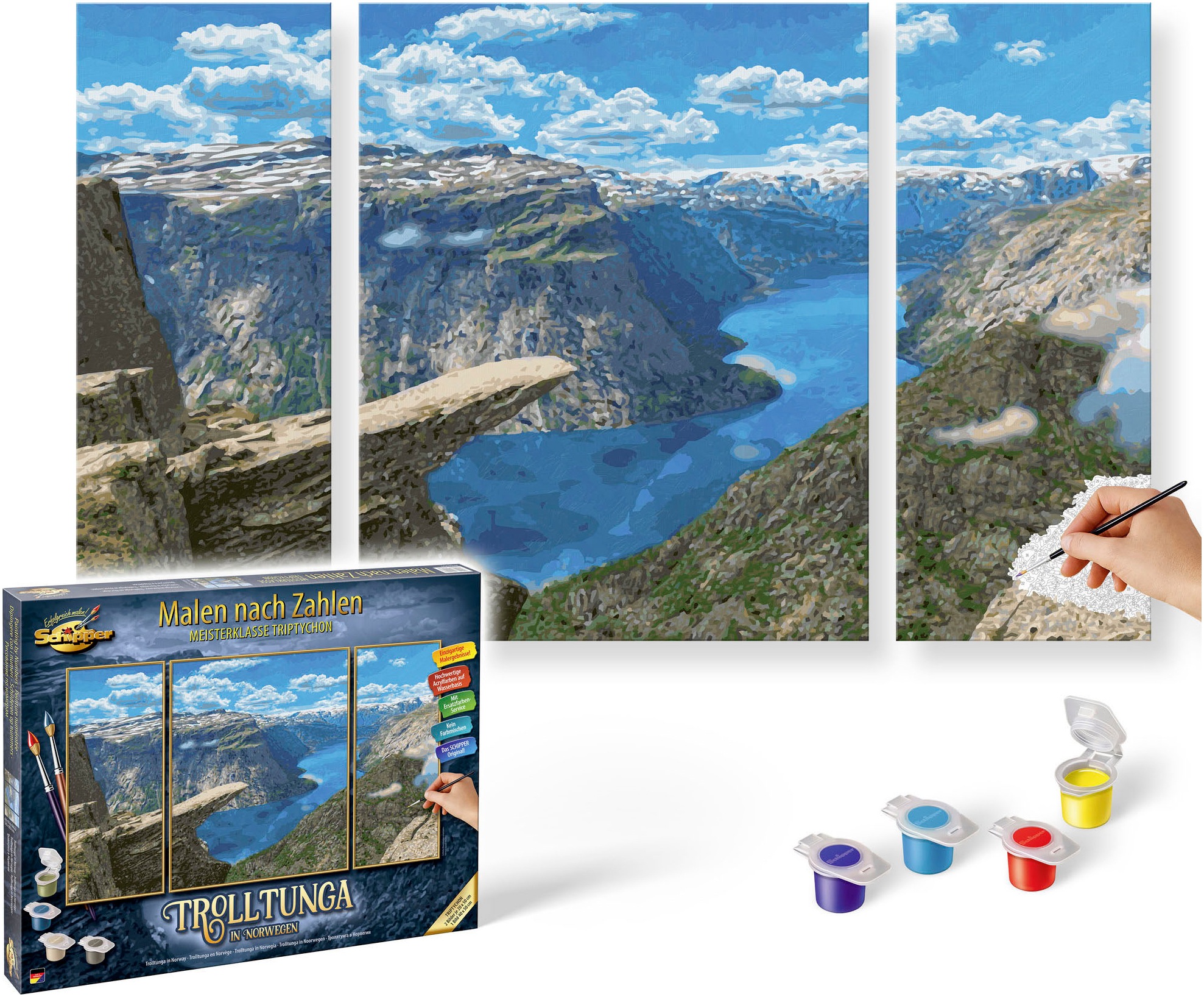 Schipper Malen nach Zahlen »Meisterklasse Triptychon, Trolltunga in Norwegen«, Made in Germany