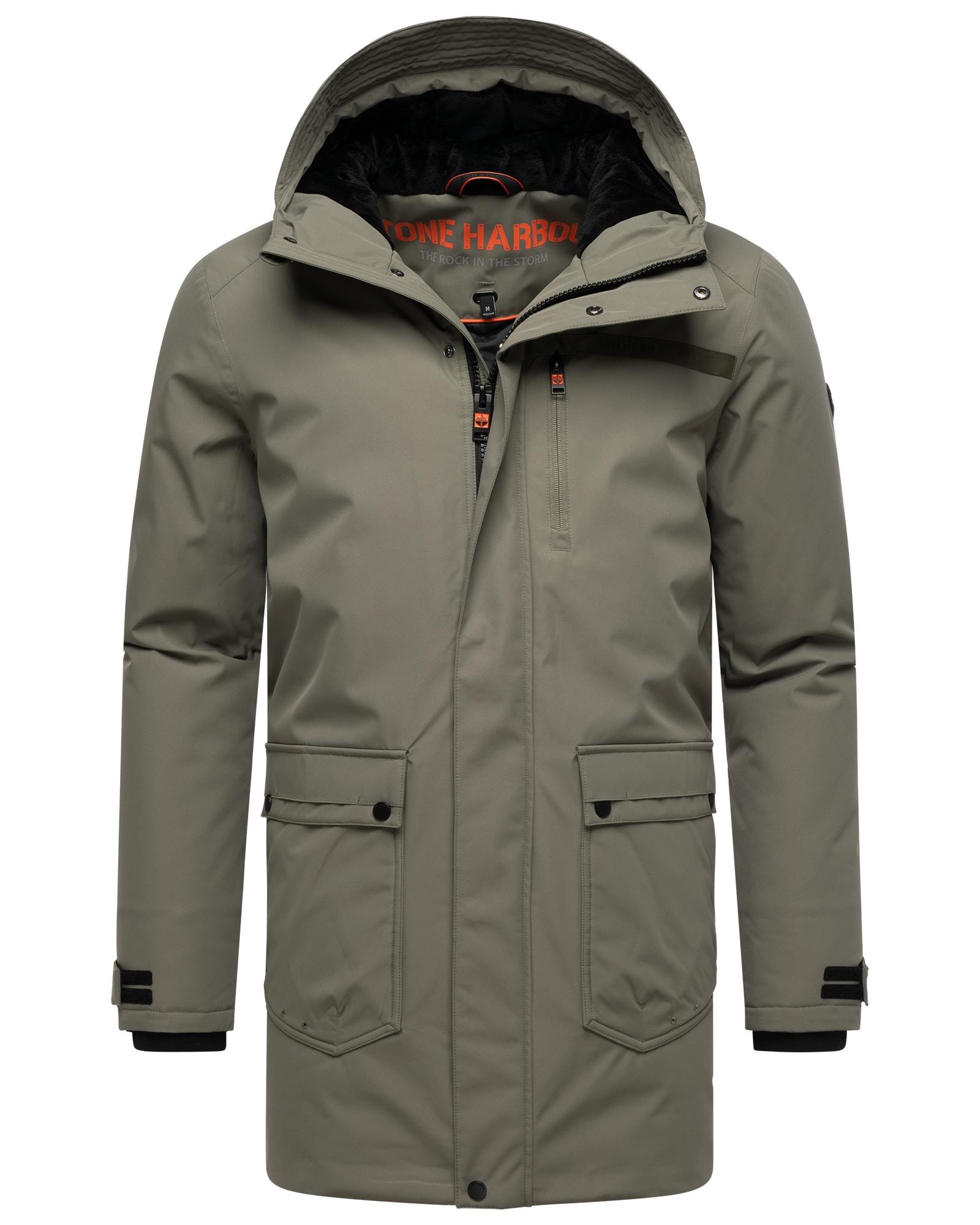 Stone Harbour Wintermantel »Netaan XX«, Herren Kurzmantel mit kuscheliger Kapuze