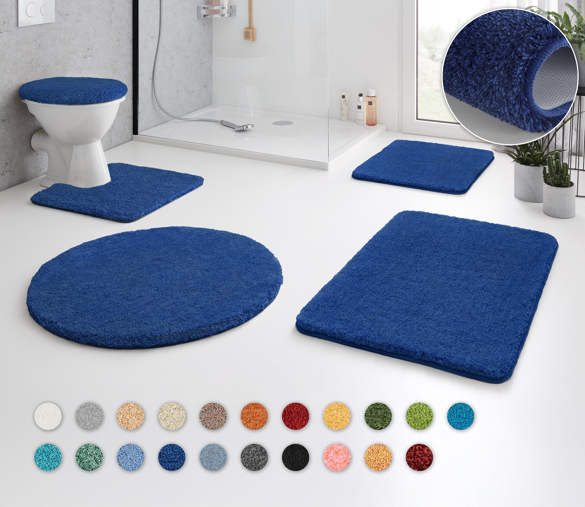 Kleine Wolke Badematte "RELAX, Badvorleger, Badezimmer Teppich" Höhe 30 mm rutschhemmend beschichtet fußbodenheizungsgeeignet Badteppich, meliert, rechteckig, rund & als Set erhältlich