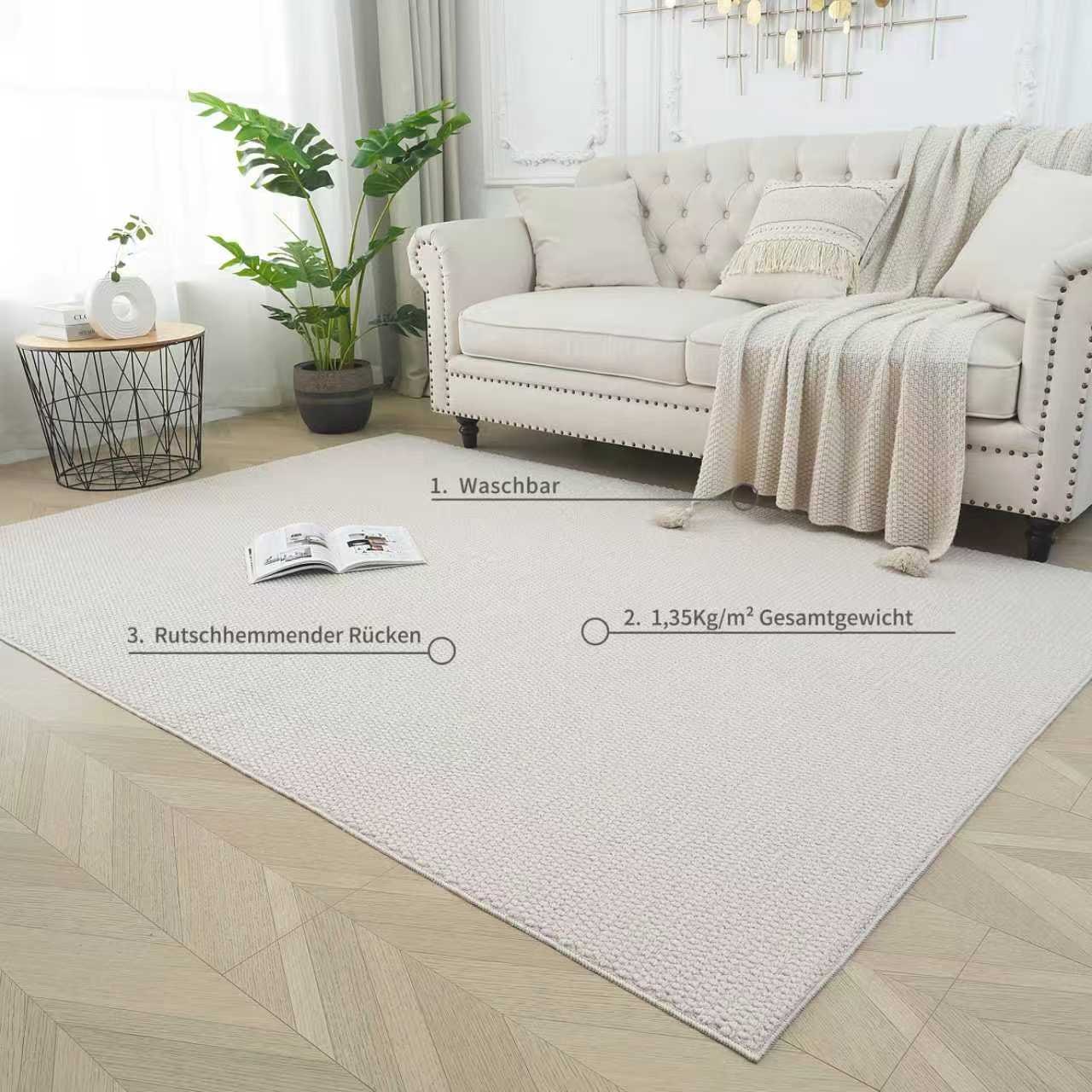 s.Oliver Teppich »Lenni«, rechteckig, 10 mm Höhe, Uni-Farben, kurzflor, waschbar, Wohnzimmer, Schlafzimmer