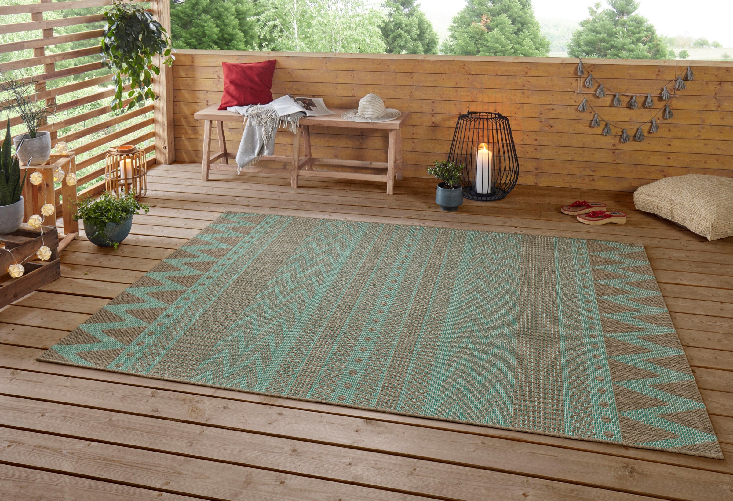 NORTHRUGS Teppich »Sidon«, rechteckig, 4 mm Höhe, In-und Outdoor geeignet, Strapazierfähig und pflegeleicht, Flachgewebe