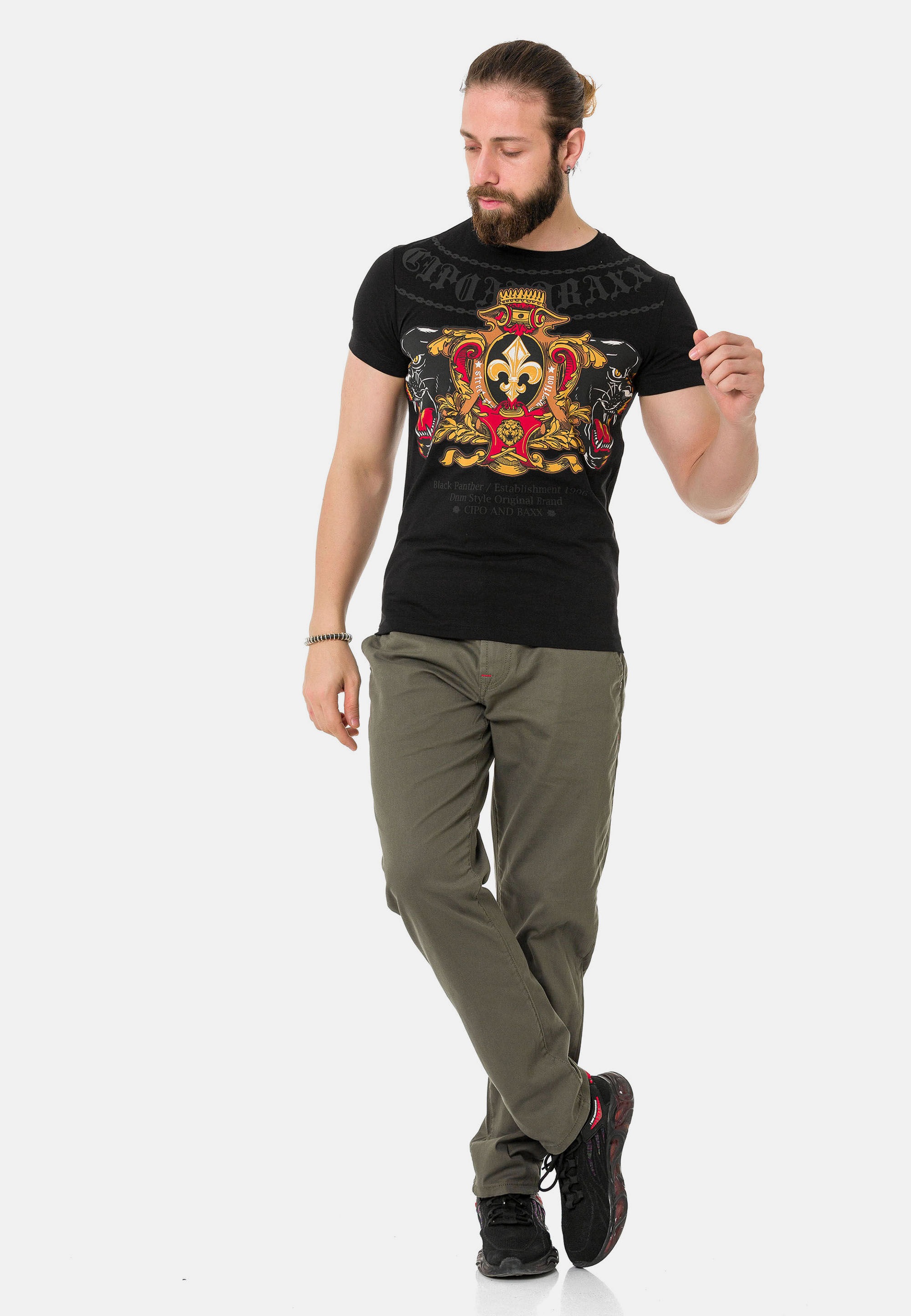 Cipo & Baxx T-Shirt »T-Shirt«, mit Panther Print