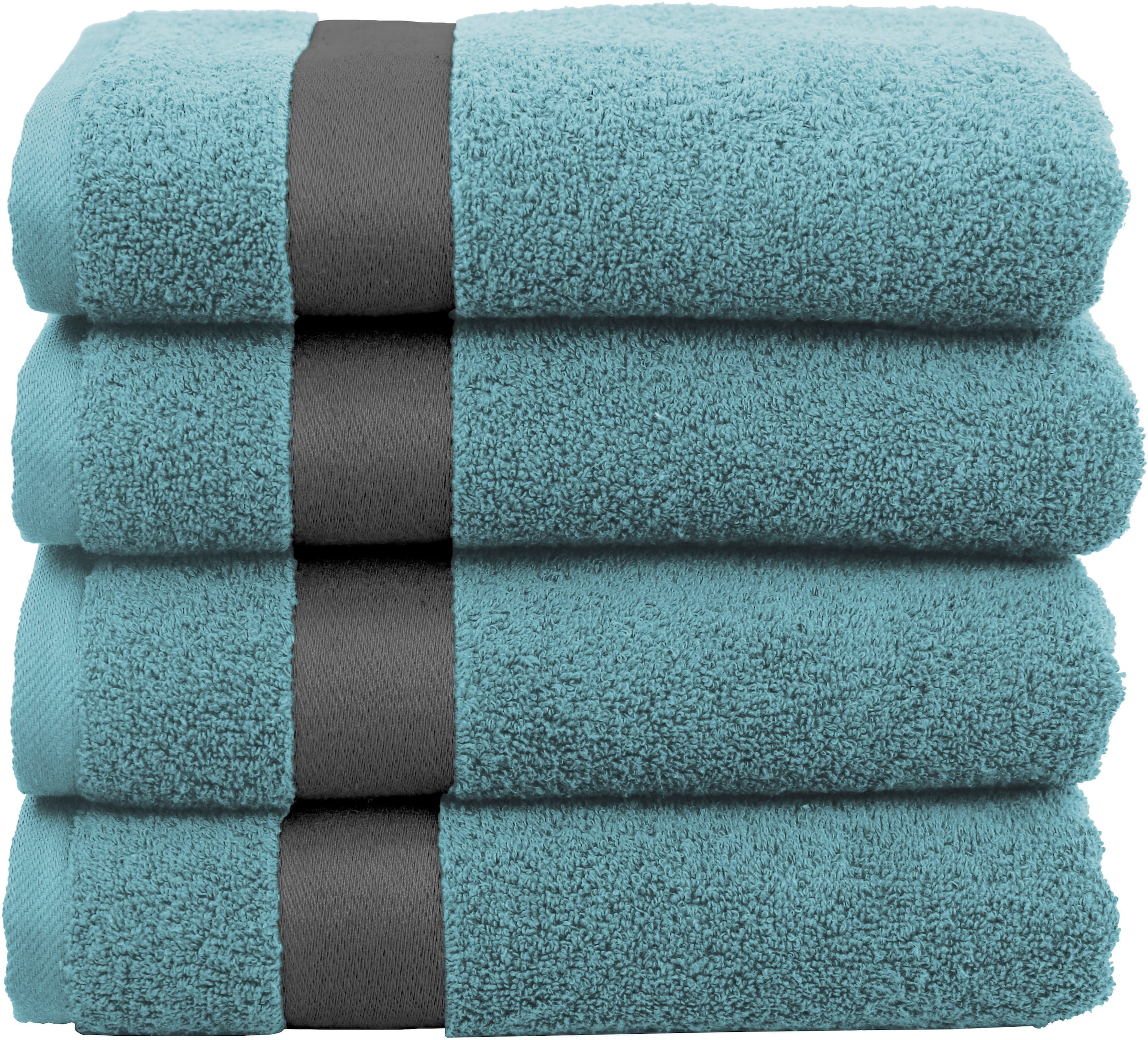 KangaROOS Handtuch Set Rechnung tlg., Handtuch-Set Baumwolle mit | 100% 6 aus Walkfrottier, einfarbiges »Dalia«, Streifenbordüre, Set, auf BAUR