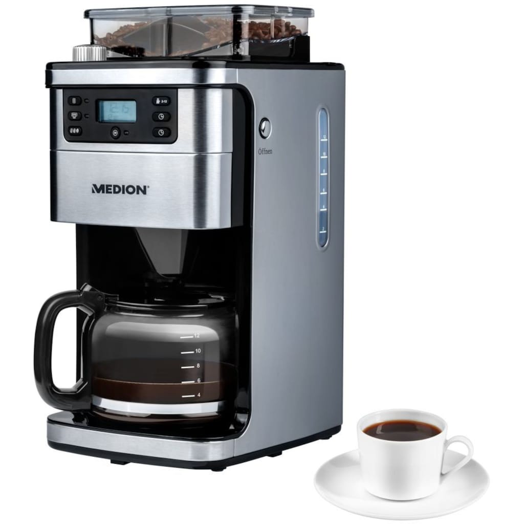 Medion® Kaffeemaschine mit Mahlwerk »MD 15486«, 1,5 l Kaffeekanne, Permanentfilter