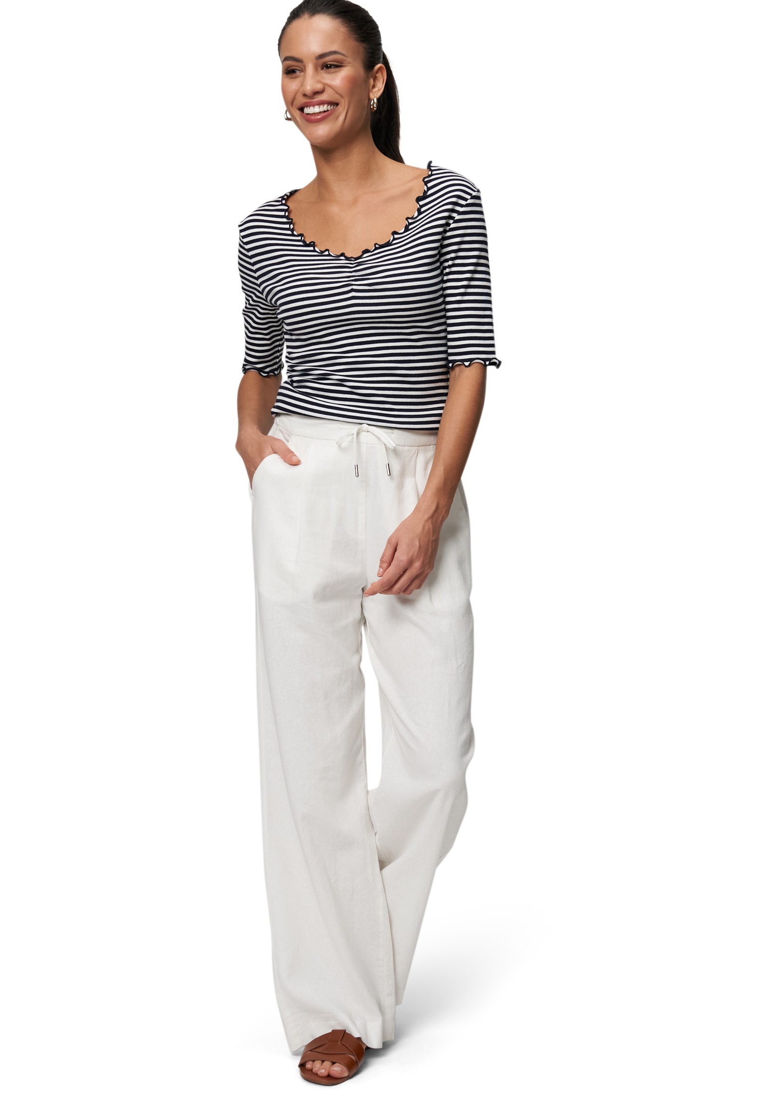 Zero 3/4-Arm-Shirt »zero Streifenshirt mit Ringelsaum«, (1 tlg.), weiteres Detail
