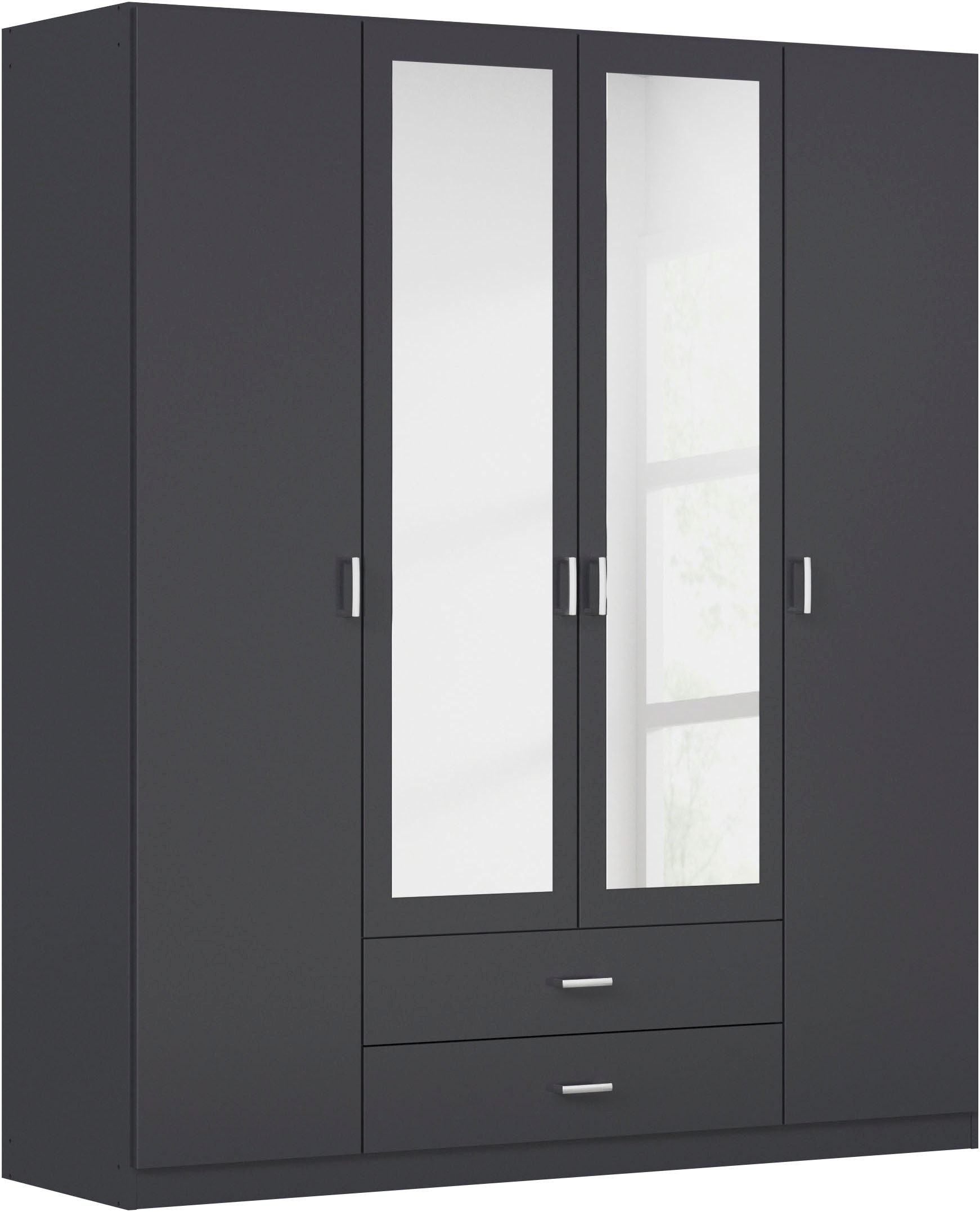 rauch Kleiderschrank "Schrank Garderobe Ankleide GAMMA Breiten 91/136/181/226/271/315/360 cm" in 3 Ausstattungen BASIC/CLASSIC/PREMIUM (inkl. SOFT-CLOSE-Funktion), verschiedene Griff-Varianten, mit Spiegel TOPSELLER MADE IN GERMANY
