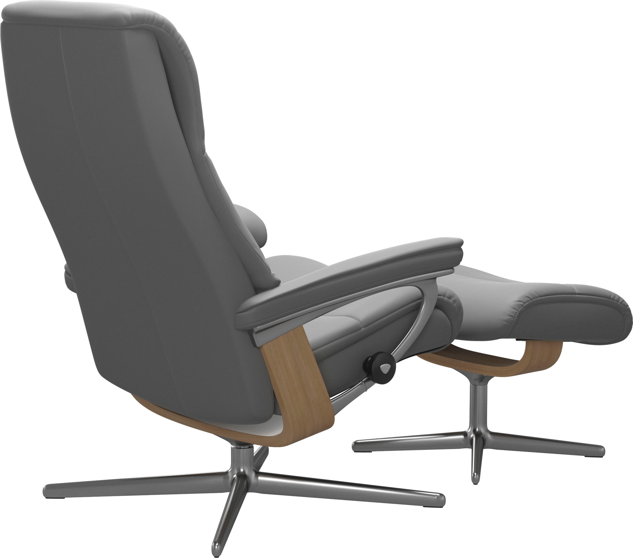 Stressless® Relaxsessel »View«, (Set, Relaxsessel mit Hocker), mit Hocker, mit Cross Base, Größe S, M & L, Holzakzent Eiche